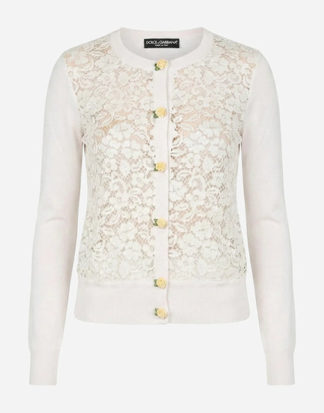 Dolce & Gabbana レースフロントニットカーディガン | Sendegaro JP