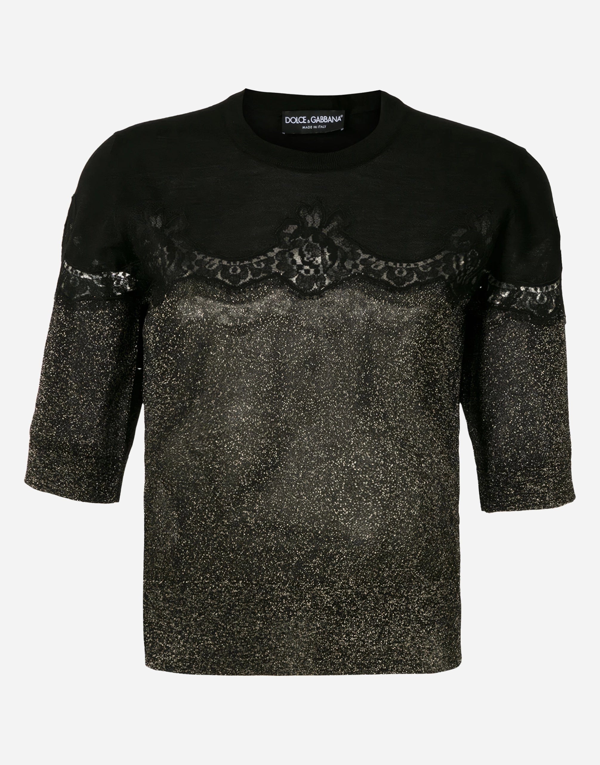 Dolce & Gabbana Lace Insert Glittered Sweater