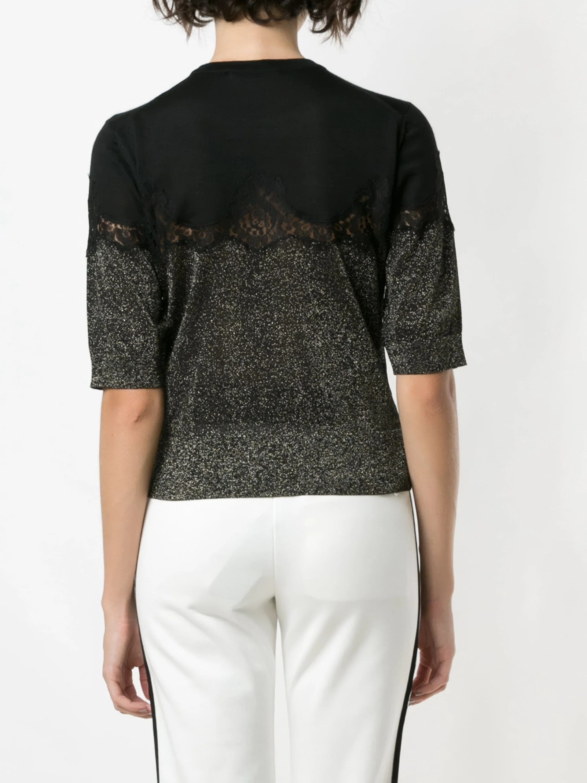 Dolce & Gabbana Lace Insert Glittered Sweater