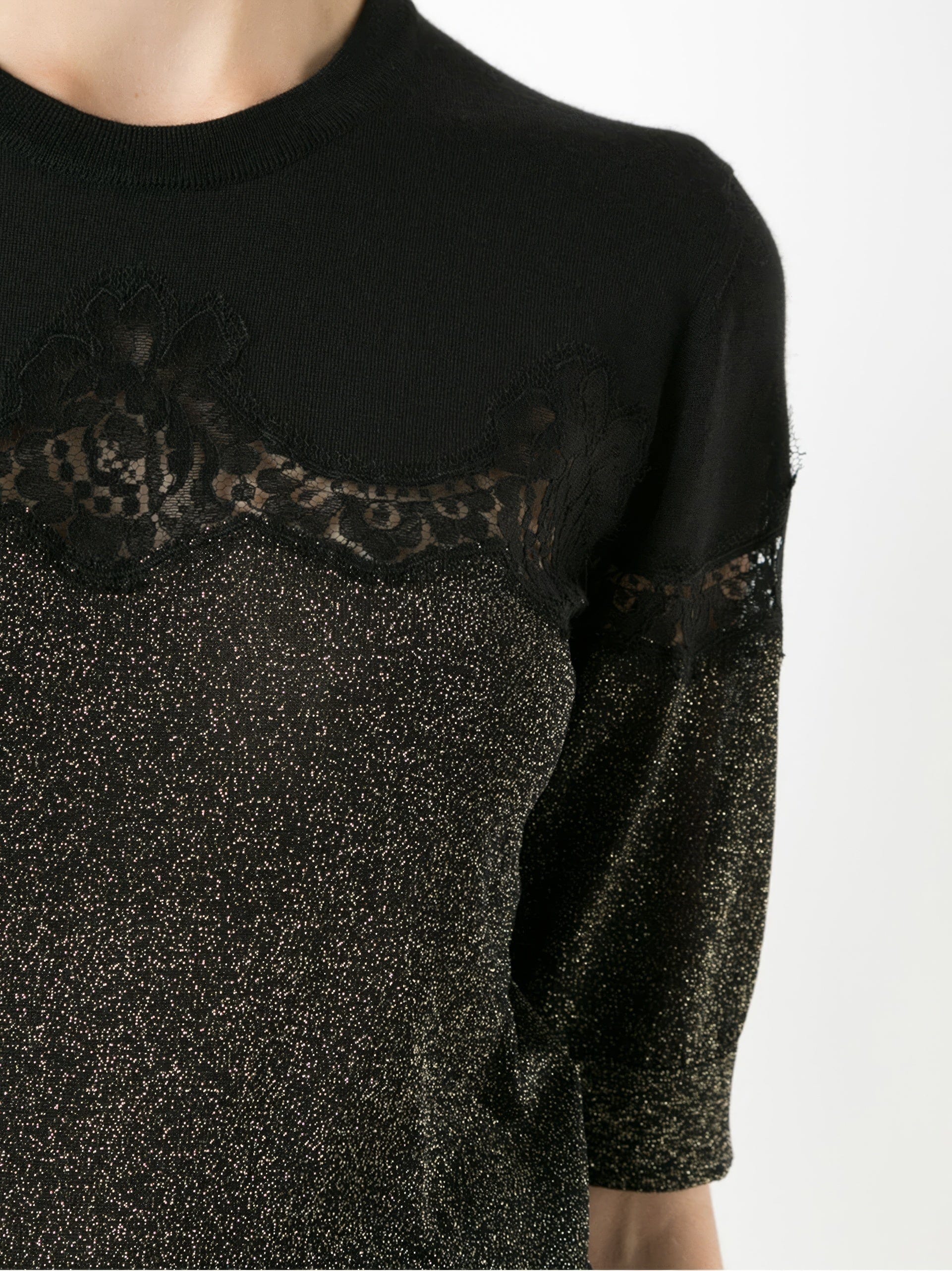 Dolce & Gabbana Lace Insert Glittered Sweater