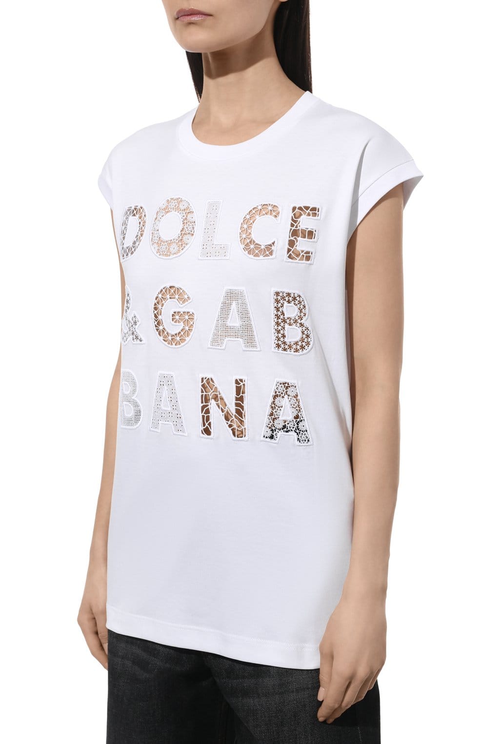 Dolce & Gabbana Dolce & Gabbana Lace Logo Cotton T-Shirt