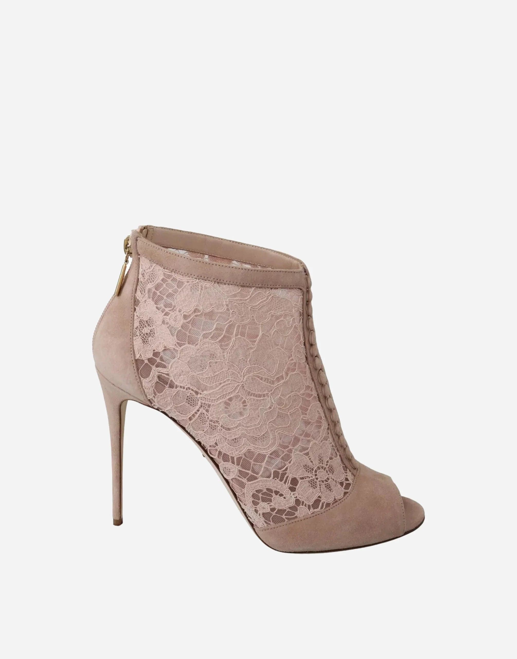 Dolce & Gabbana Lace Peep Toe Ankle Boots