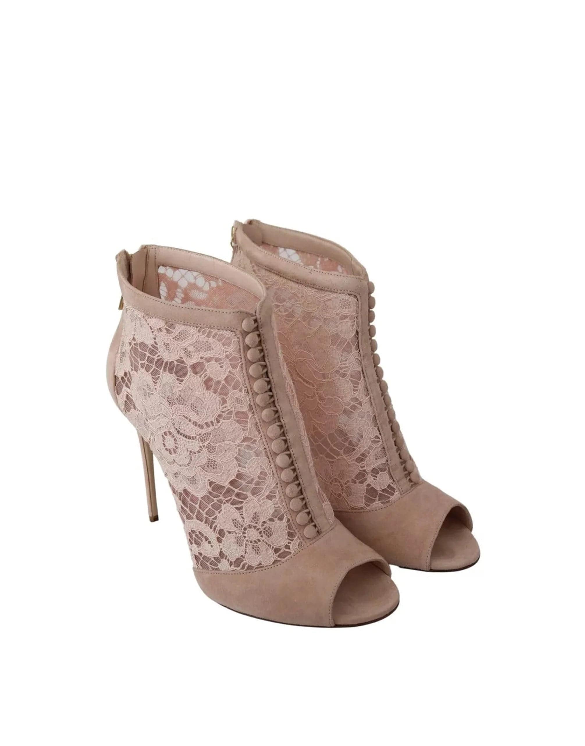 Dolce & Gabbana Lace Peep Toe Ankle Boots