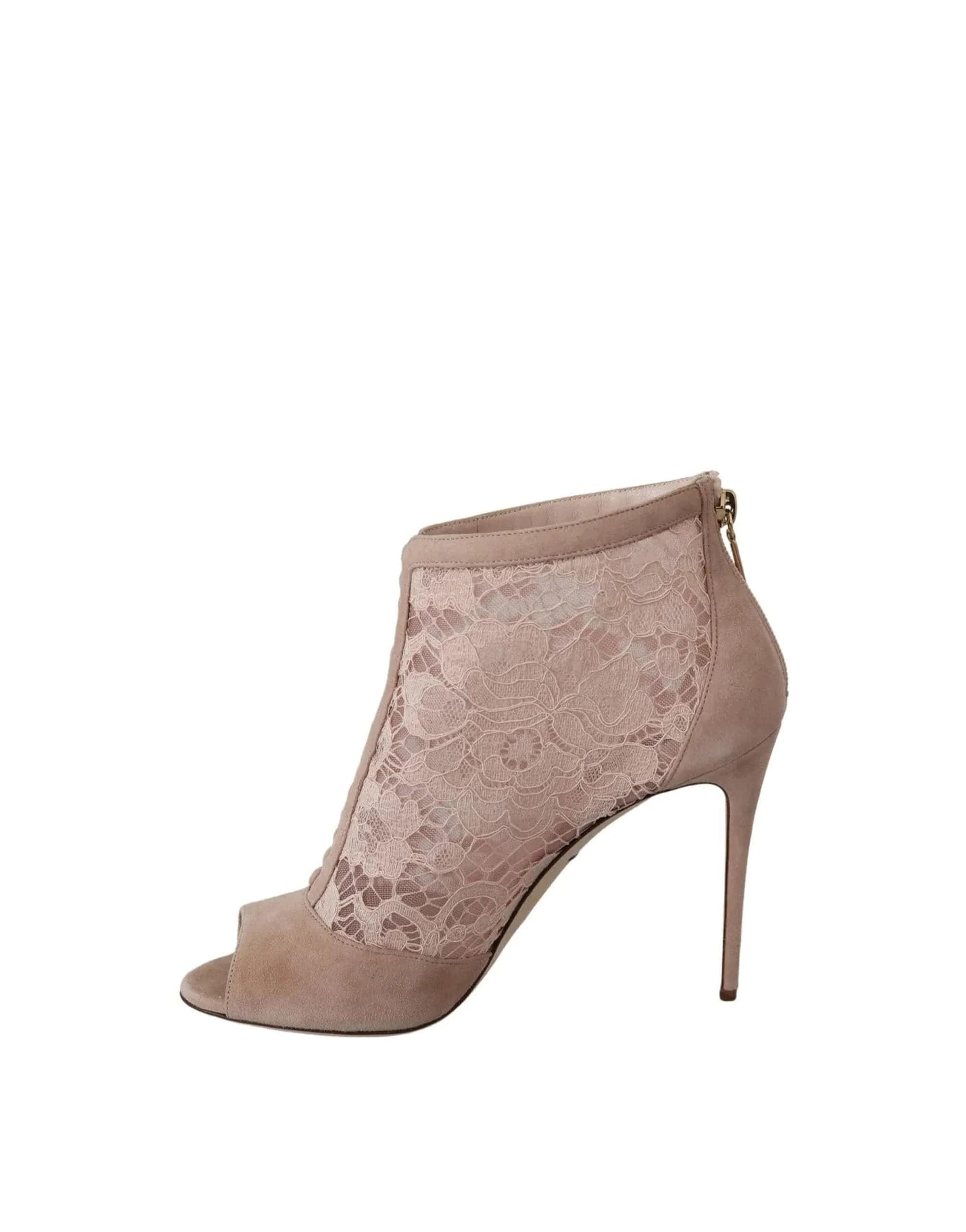 Dolce & Gabbana Lace Peep Toe Ankle Boots