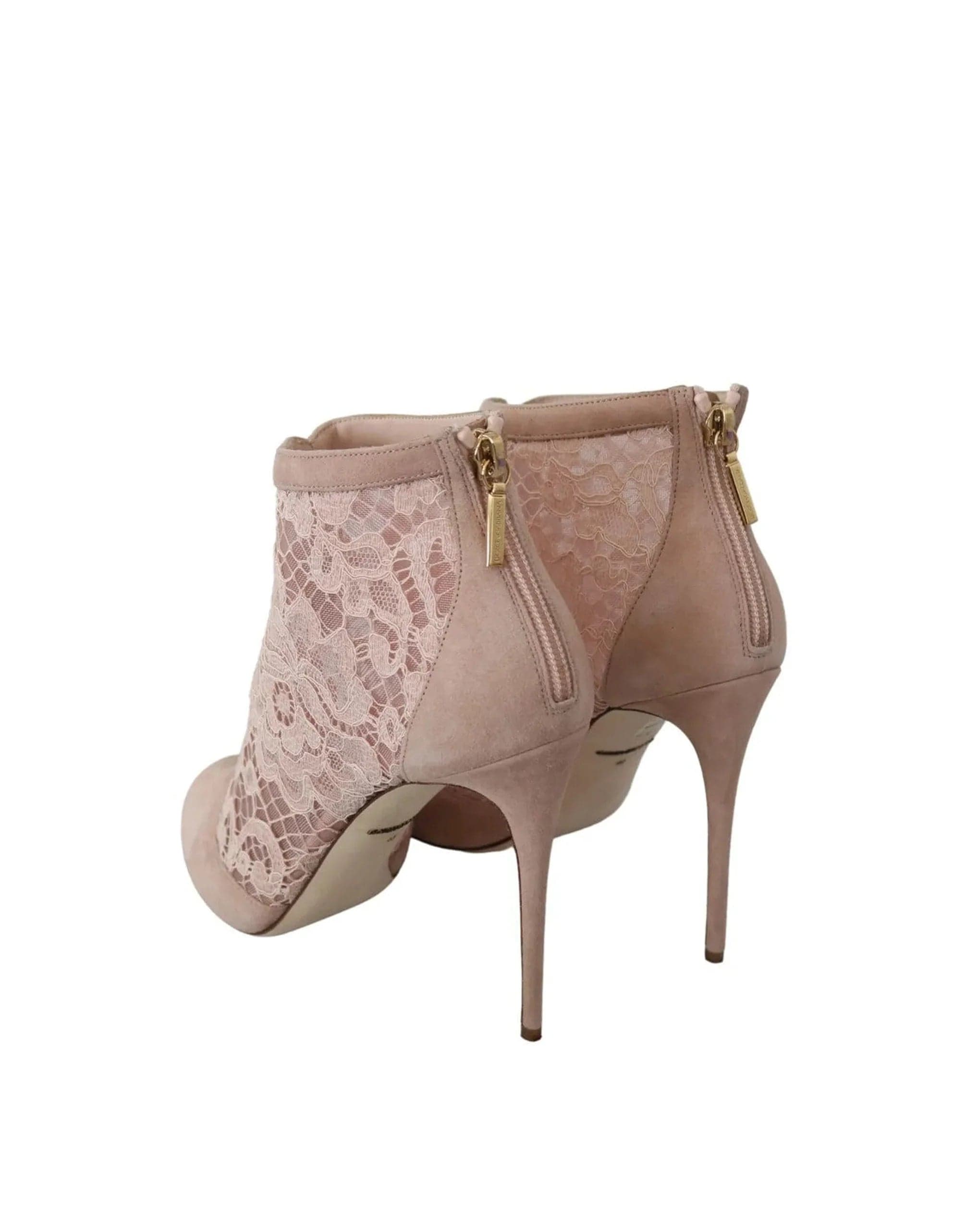 Dolce & Gabbana Lace Peep Toe Ankle Boots