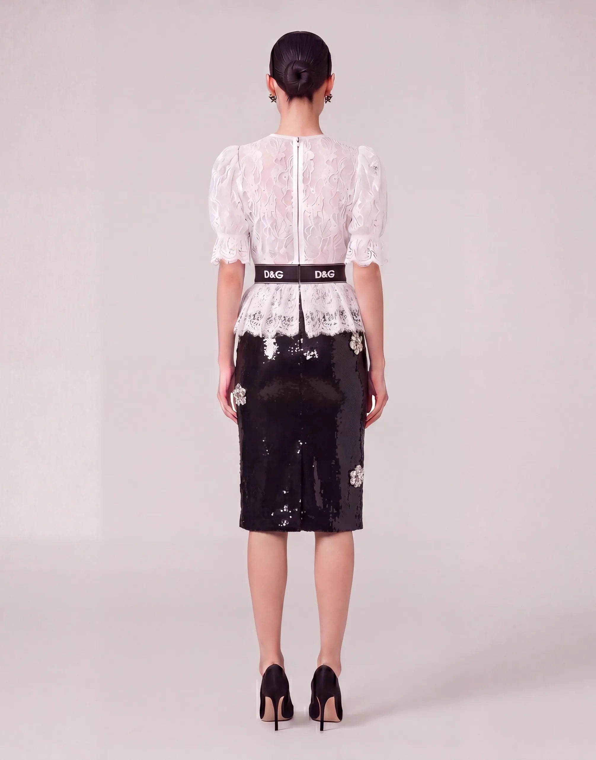 Dolce & Gabbana Lace & Sequin Embellished Midi Dress