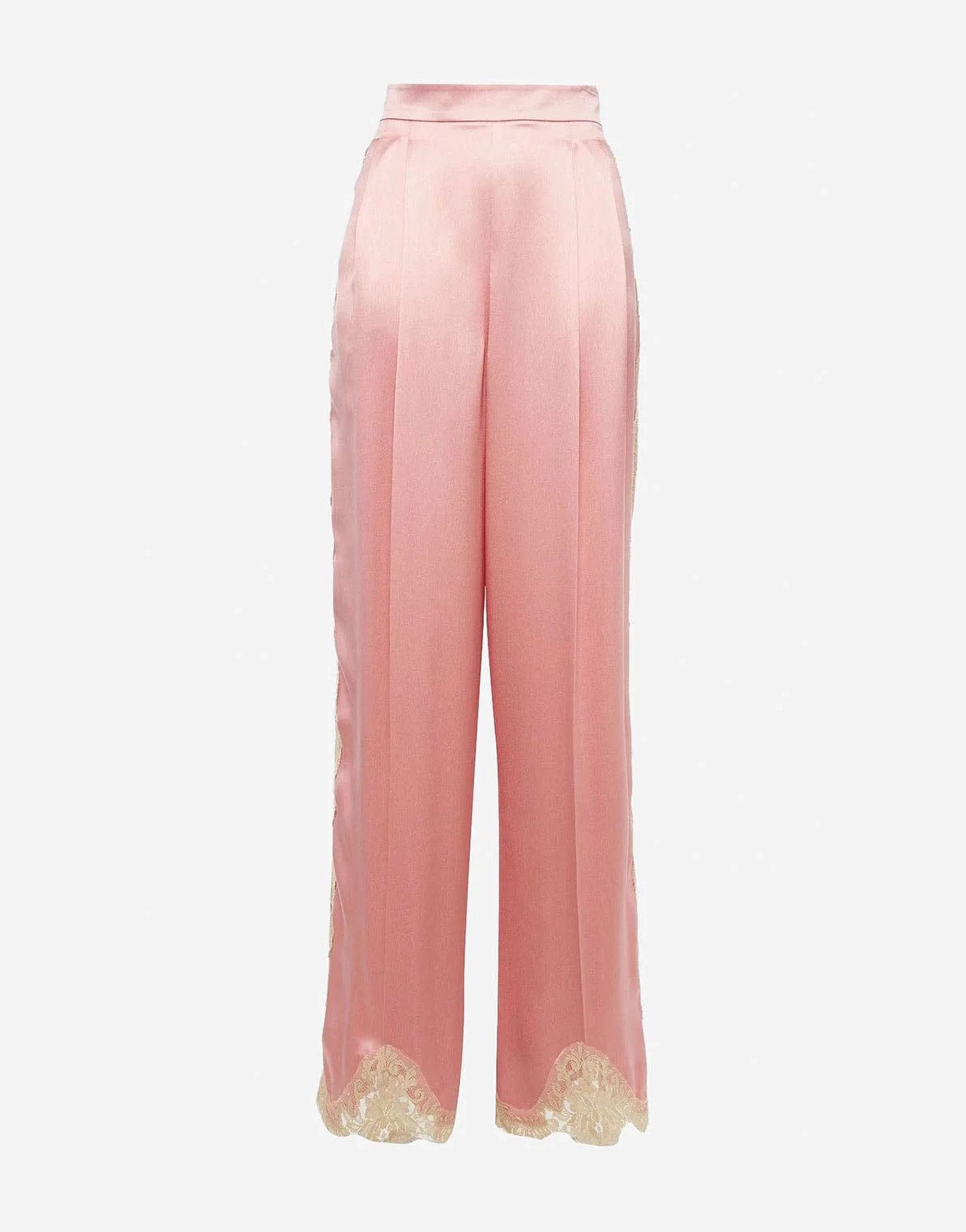 Dolce & Gabbana Lace-Trimmed Silk Trousers