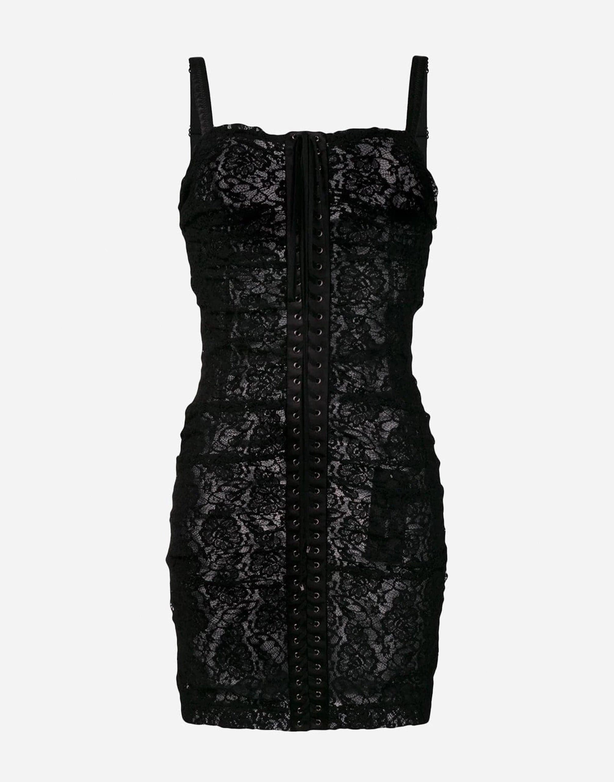 Dolce & Gabbana Floral Lace Bustier Mini Dress - Black Dolce & Gabbana Floral Lace Bustier Mini Dress - Black