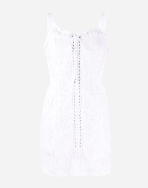 dolce gabbana lace up floral lace mini dress Dolce & Gabbana Lace-Up Floral Lace Mini Dress