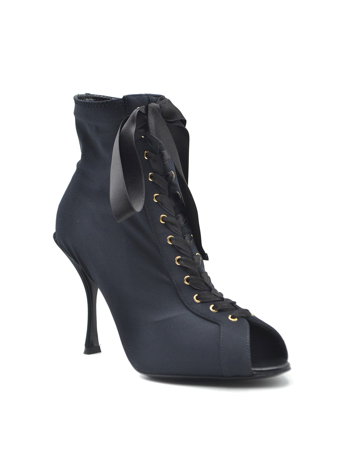 Dolce & Gabbana Lace-Up Peep Toe Ankle Boots