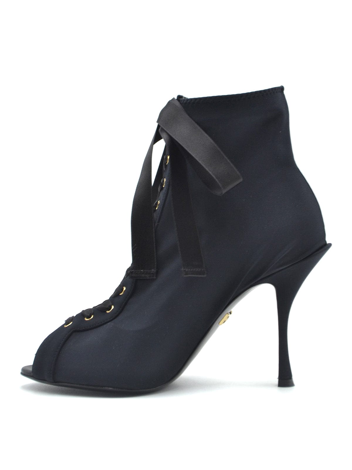 Dolce & Gabbana Lace-Up Peep Toe Ankle Boots