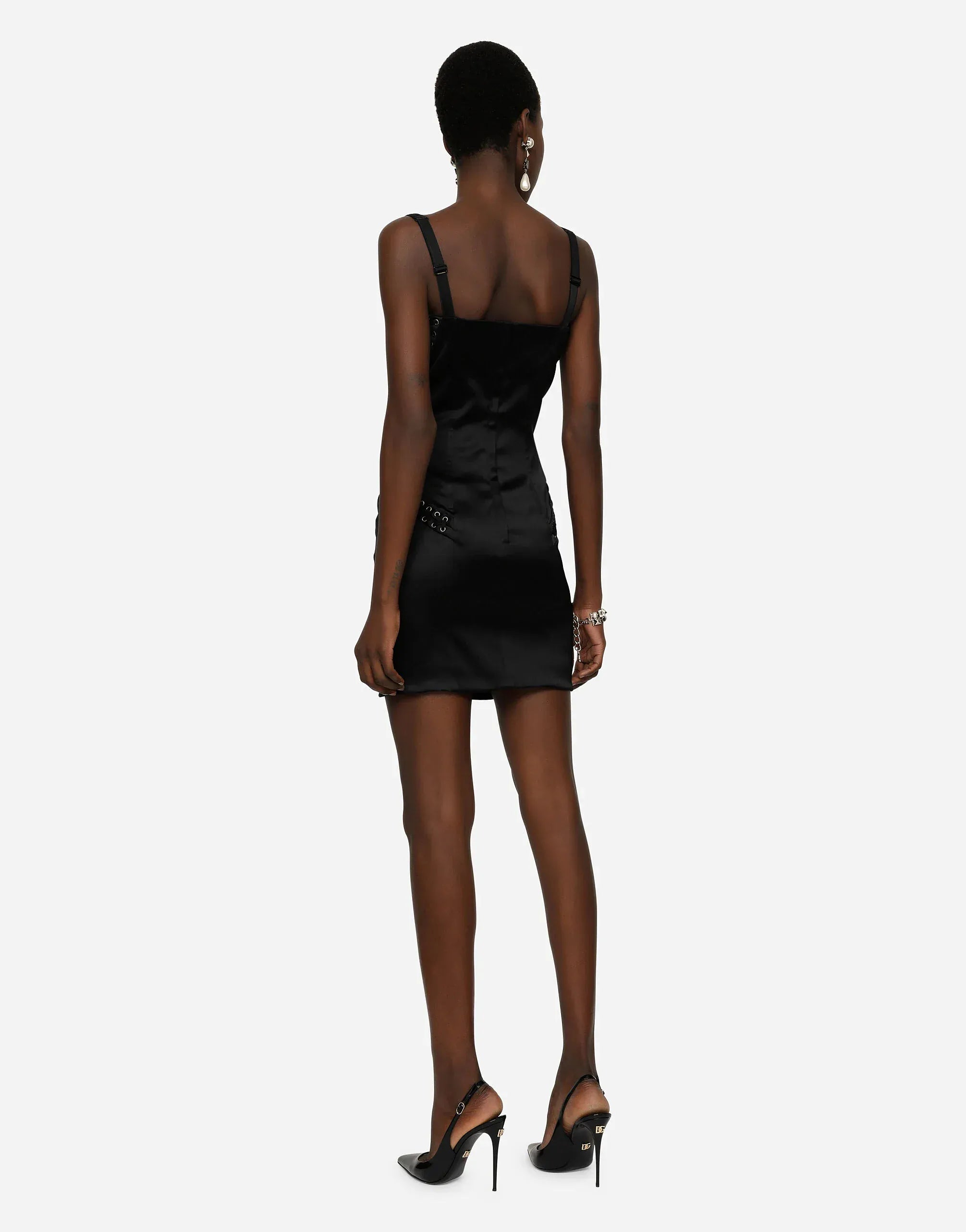 Dolce & Gabbana Laces And Eyelets Satin Minidress