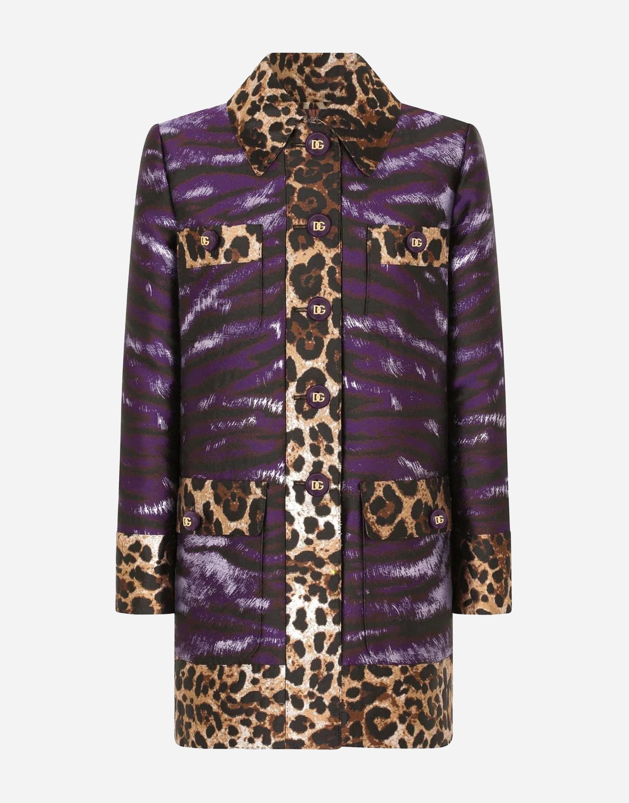 Lamé Jacquard Jacket With Tiger Print