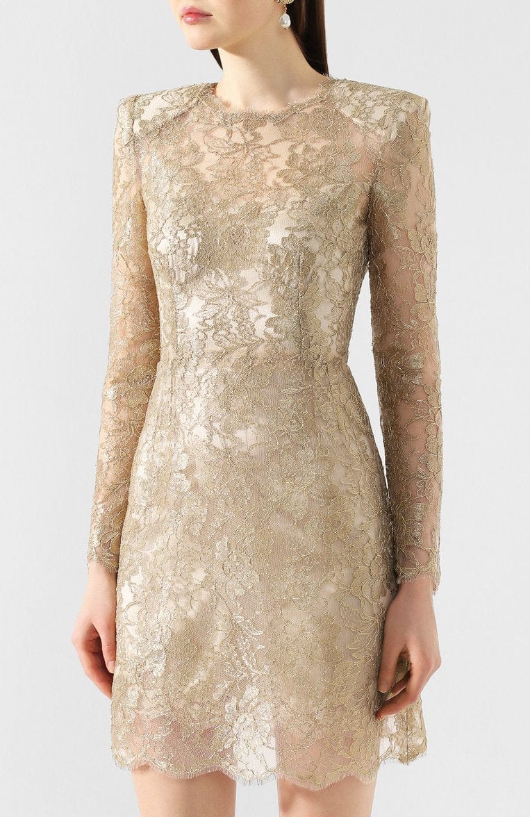 Dolce & Gabbana Lamé Lace Longuette Dress