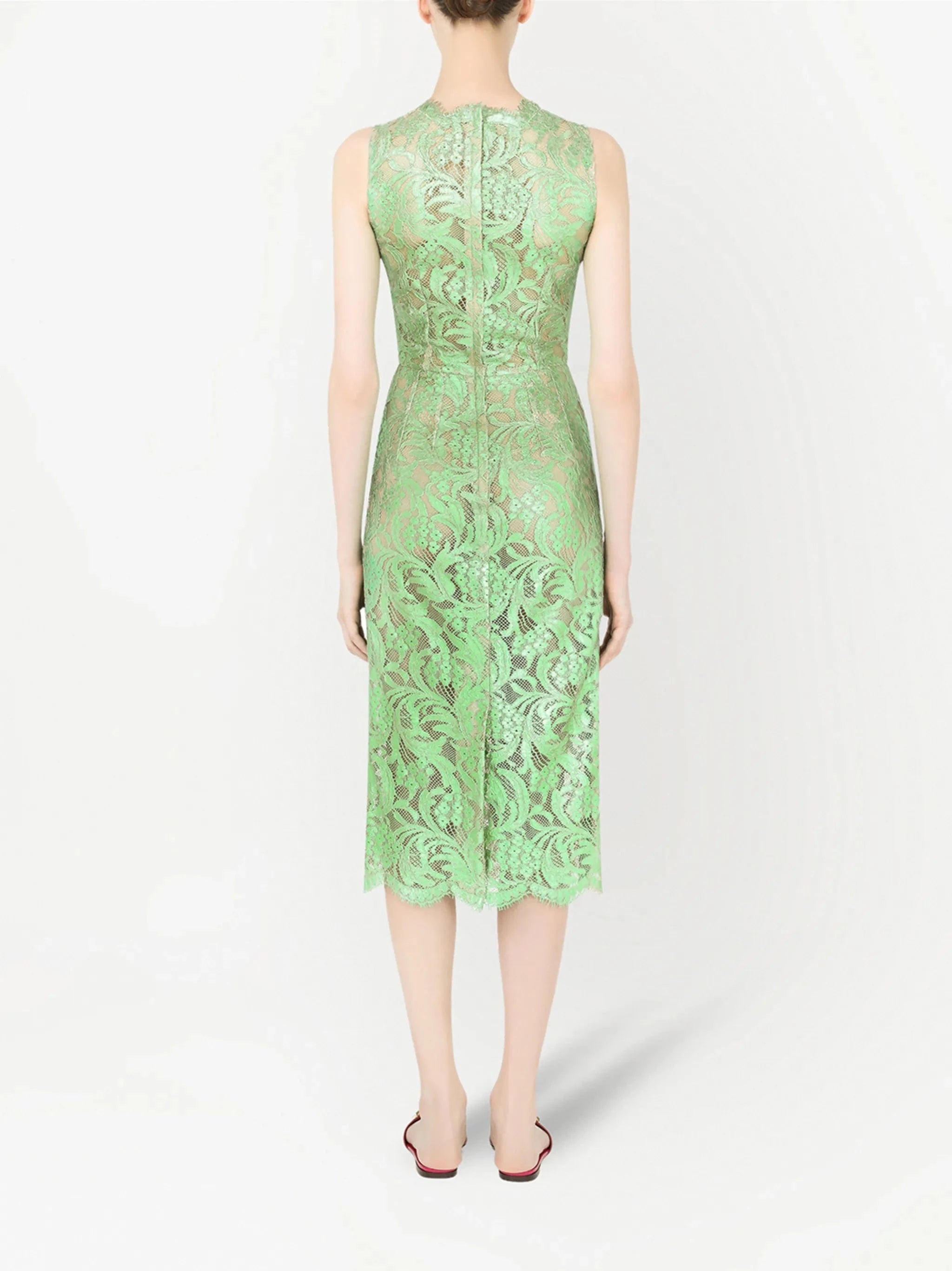 Dolce & Gabbana Laminated Lace Midi Dress