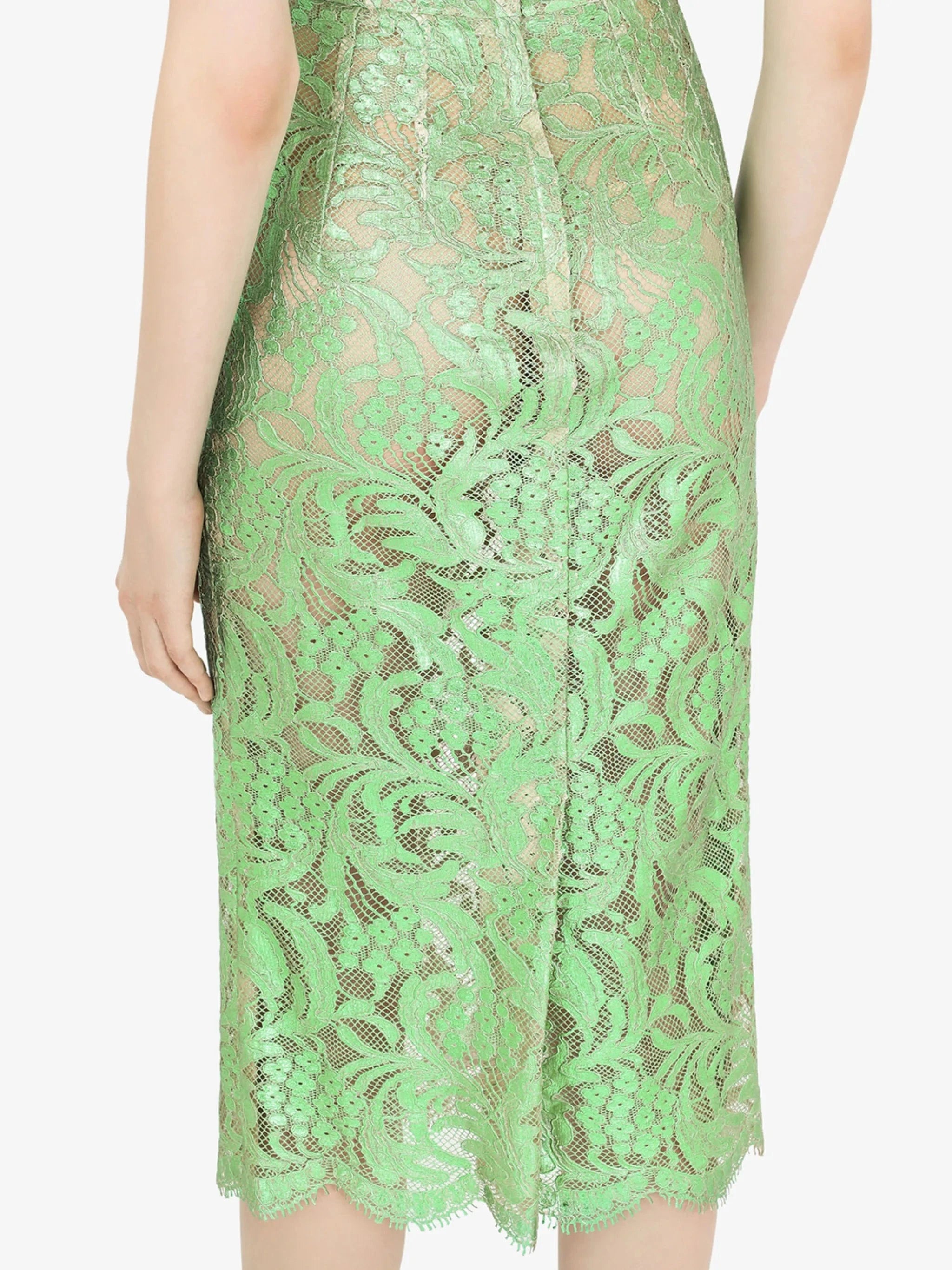 Dolce & Gabbana Laminated Lace Midi Dress