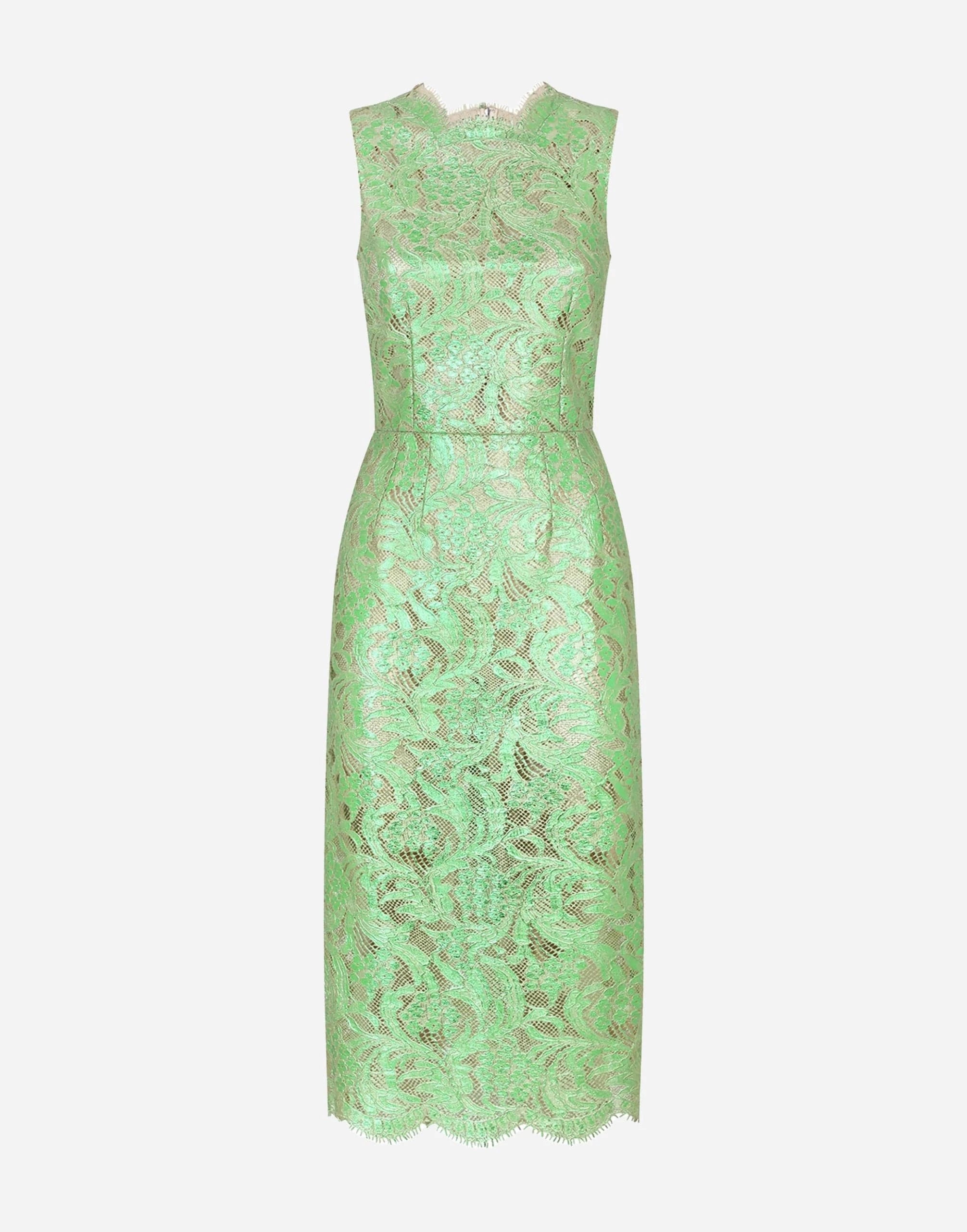 Dolce & Gabbana Laminated Lace Midi Dress