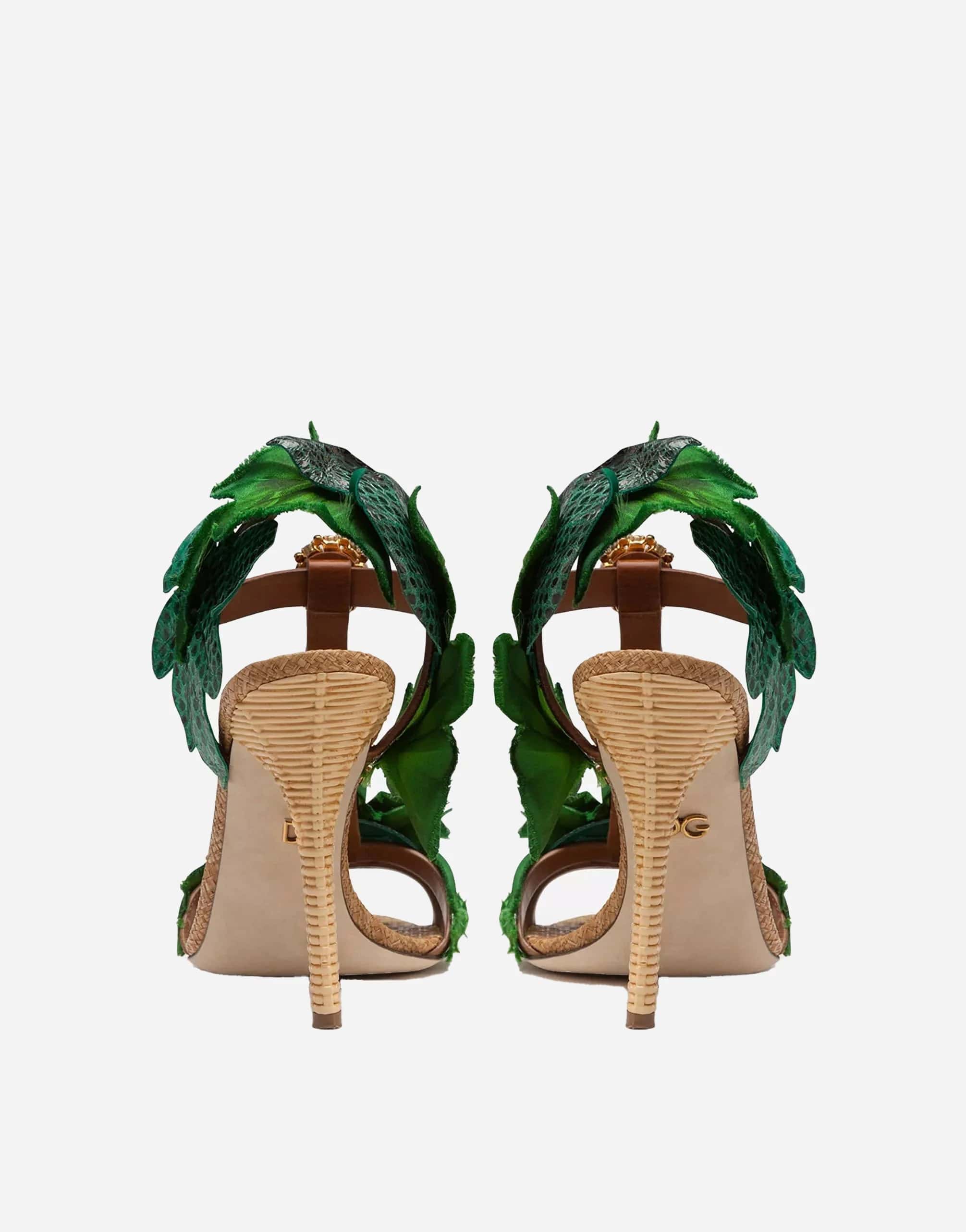Dolce & Gabbana Leaf Appliqué Bejeweled Sandals