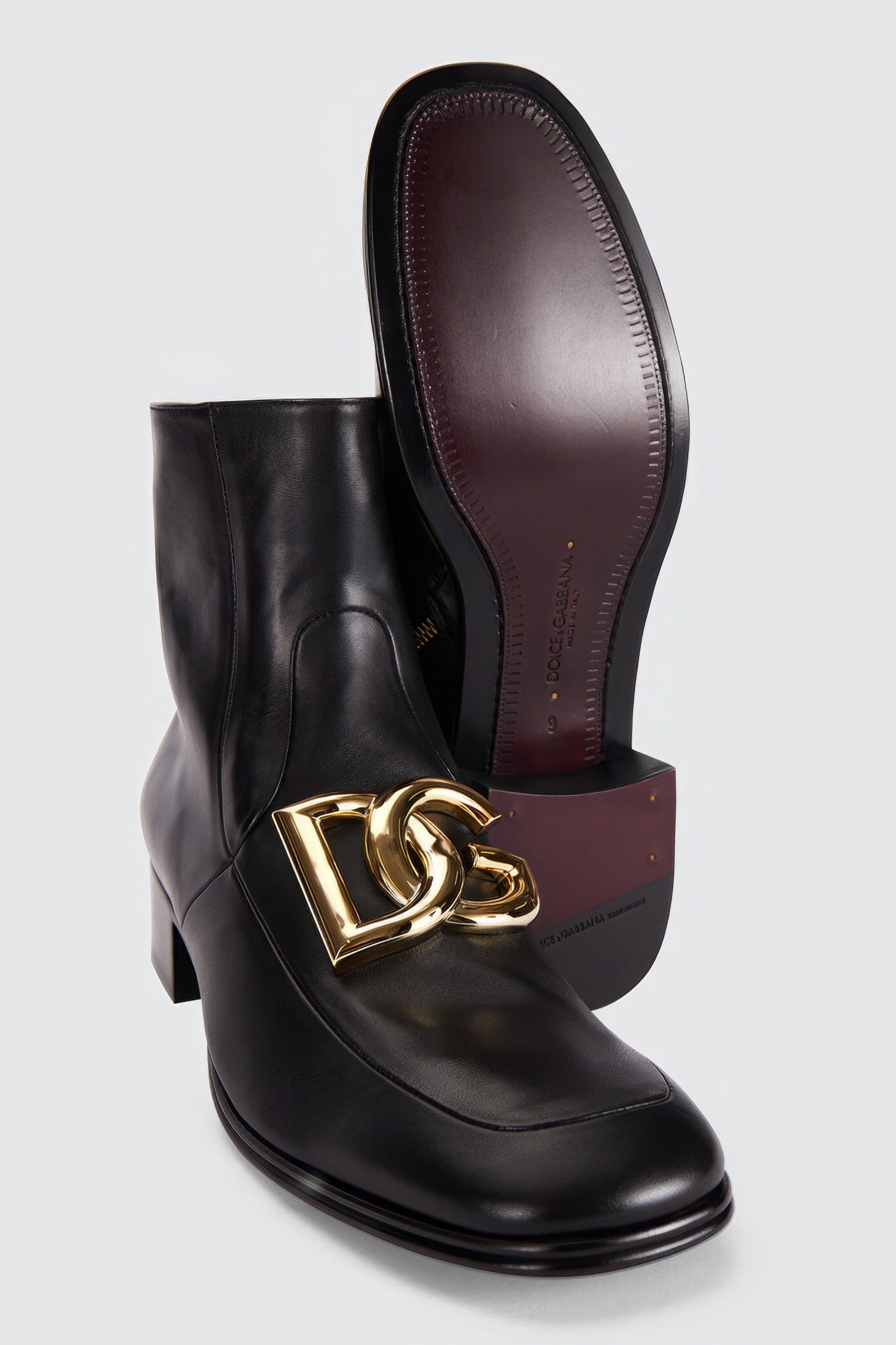 Dolce & Gabbana Leather Ankle Boots With DG Logo