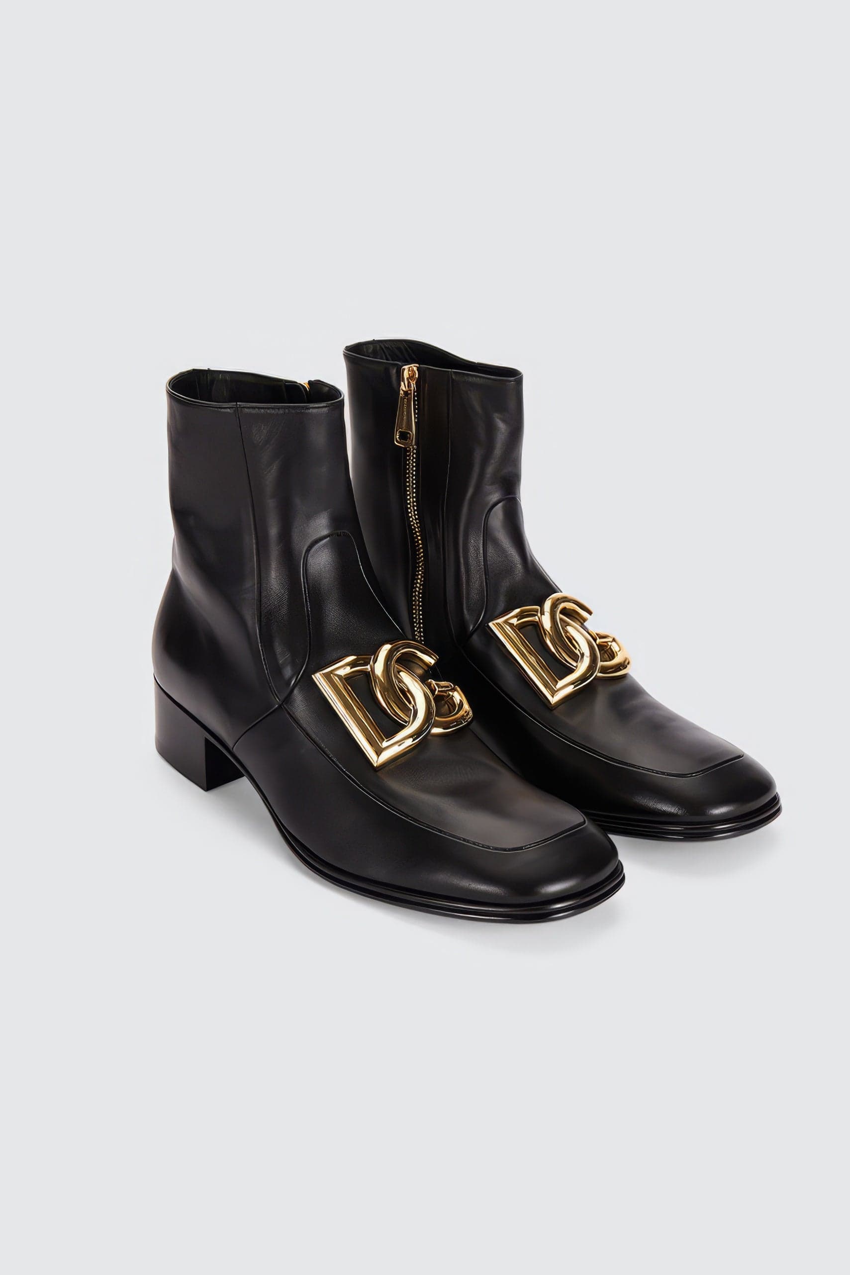 Dolce & Gabbana Leather Ankle Boots With DG Logo