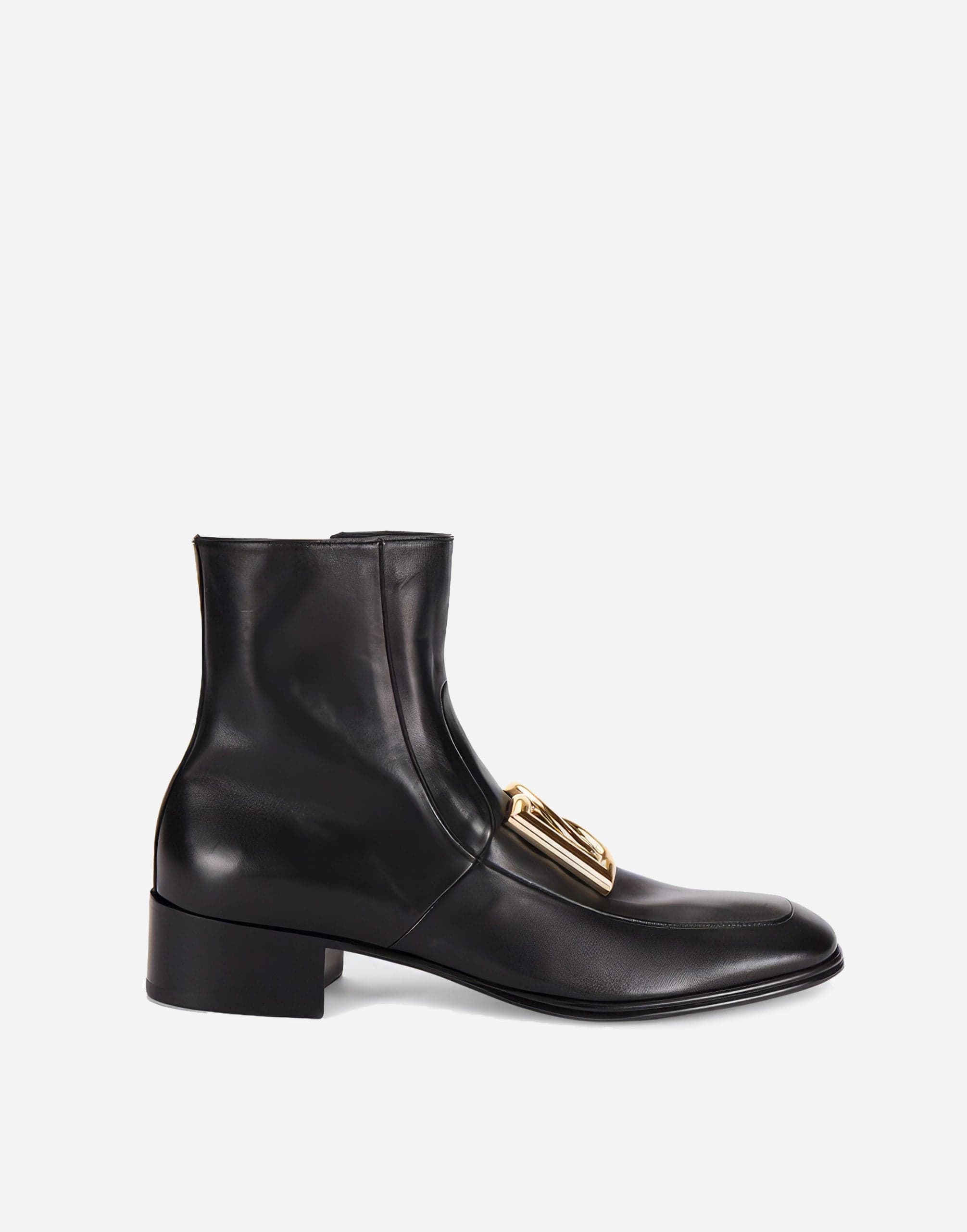 Dolce & Gabbana Leather Ankle Boots With DG Logo