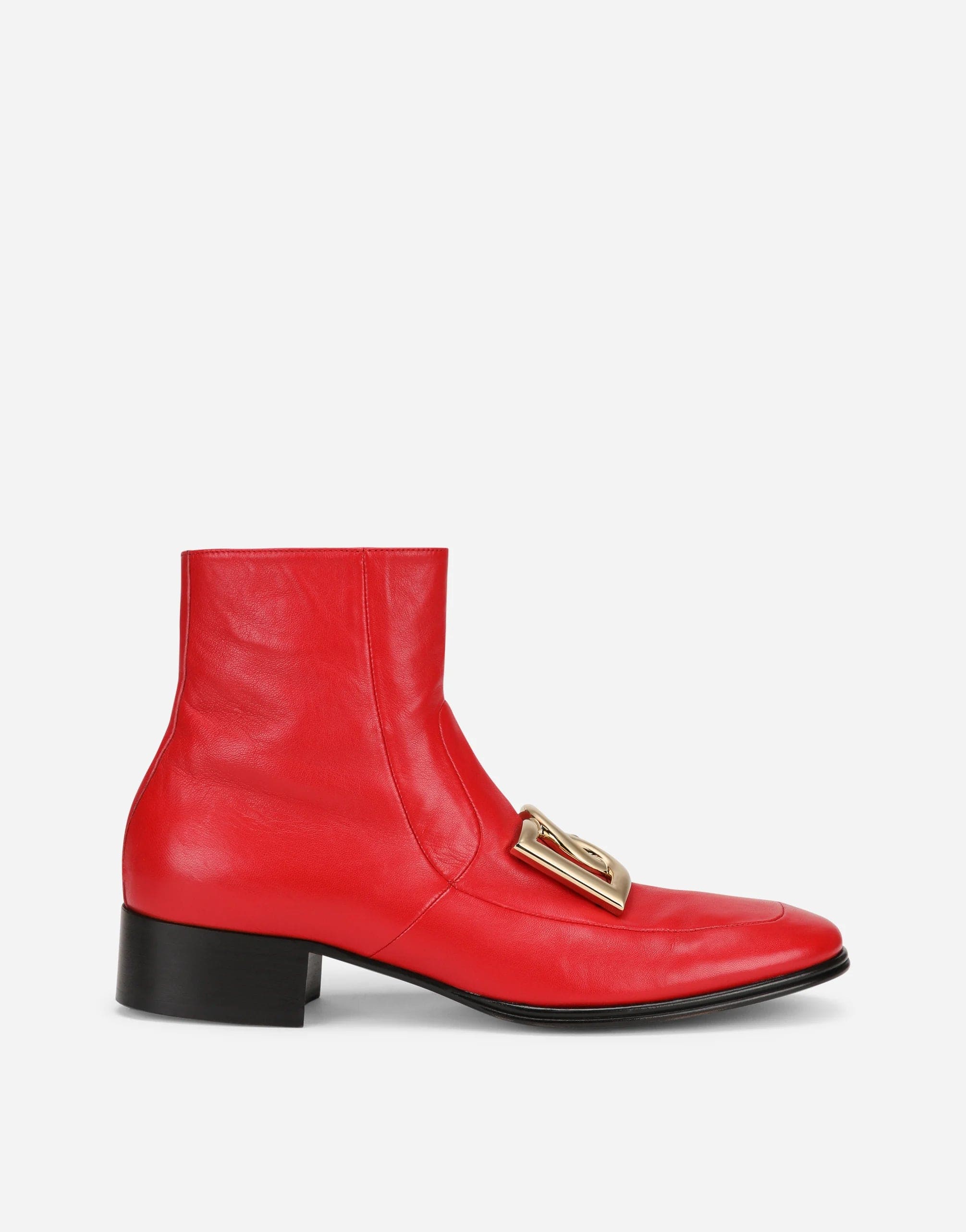 Dolce & Gabbana Leather Ankle Boots With DG Logo