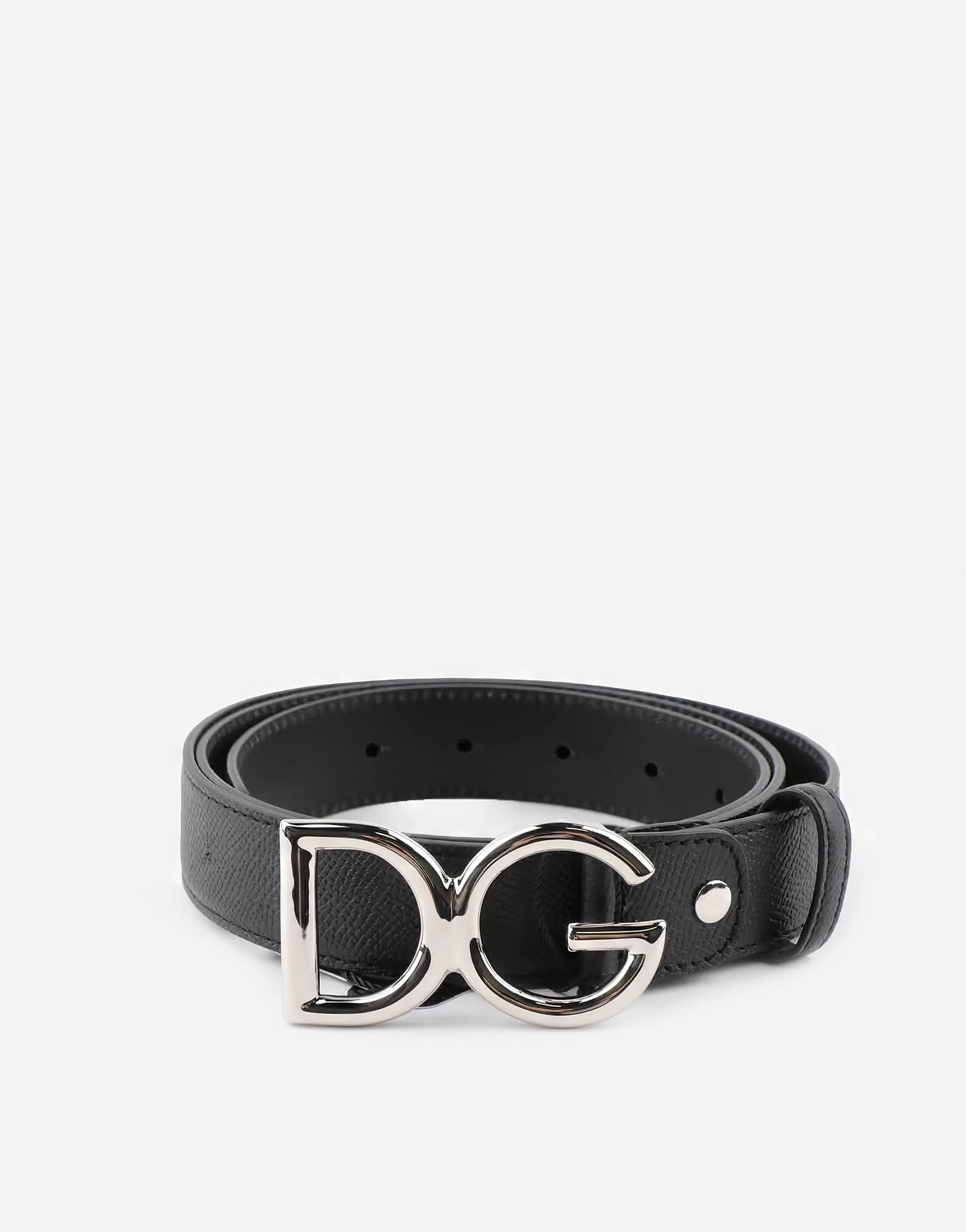 Dolce & Gabbana Leather Belt With Logo Buckle