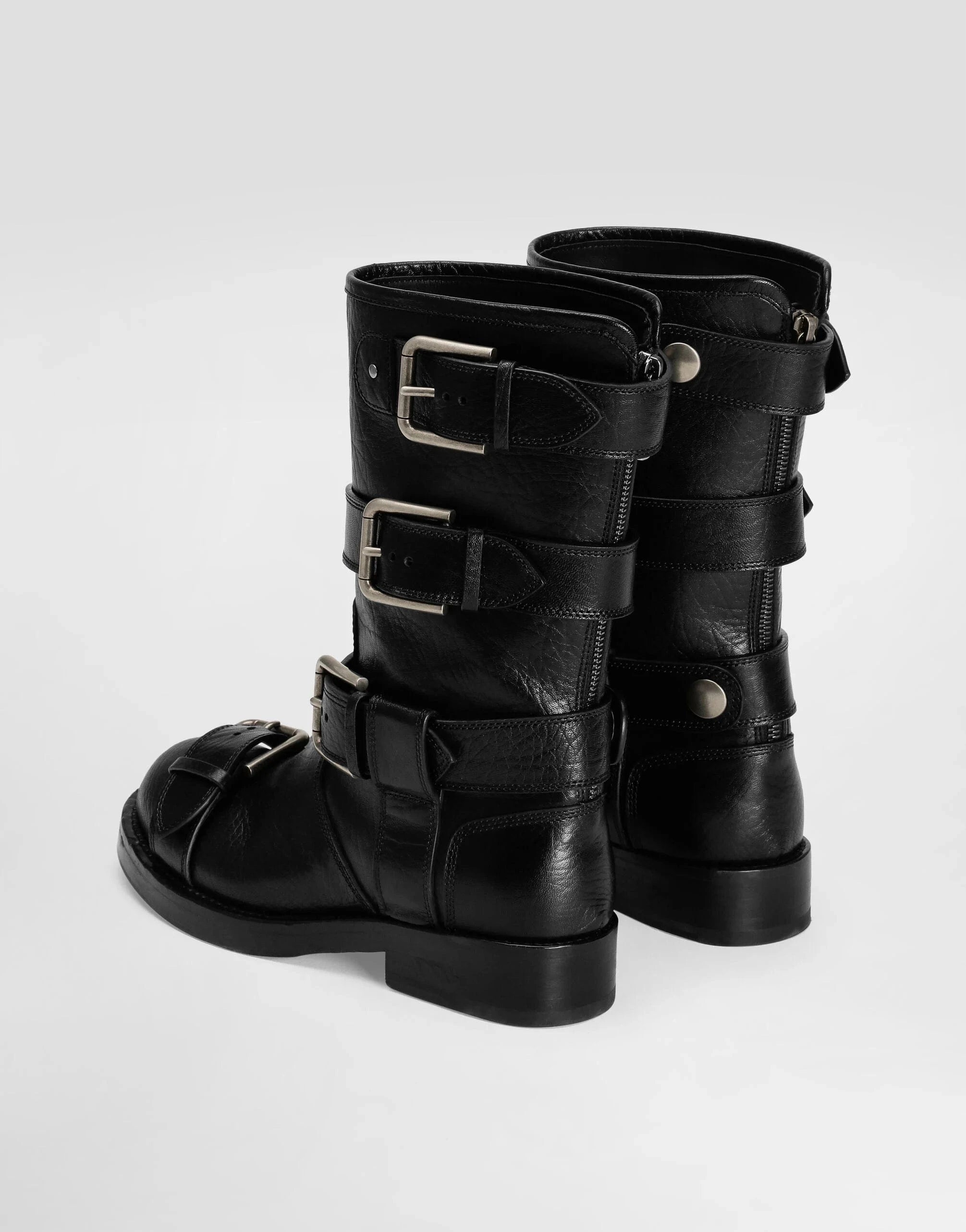 Dolce & Gabbana Leather Buckle Ankle Boots