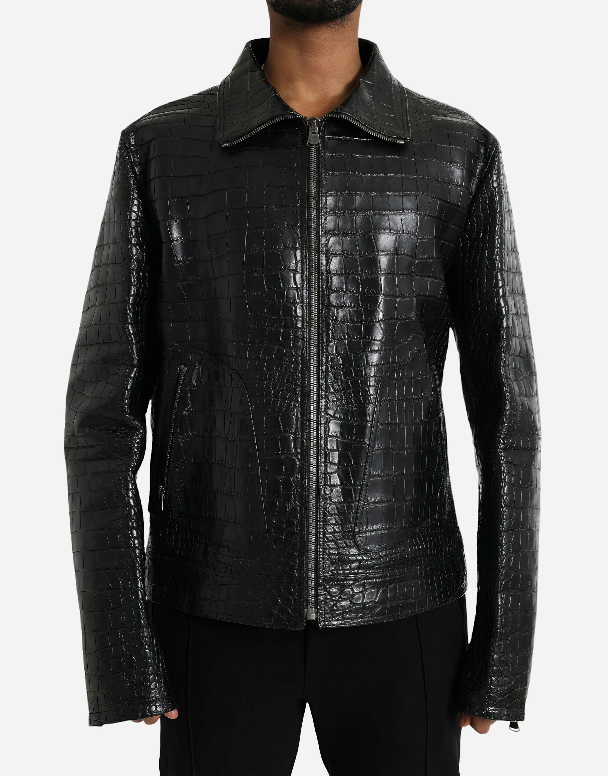 Dolce & Gabbana Leather Crocodile Jacket