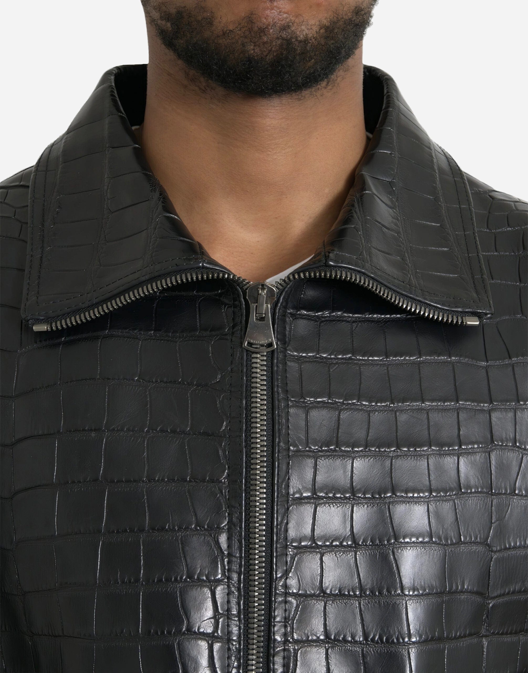 Dolce & Gabbana Leather Crocodile Jacket