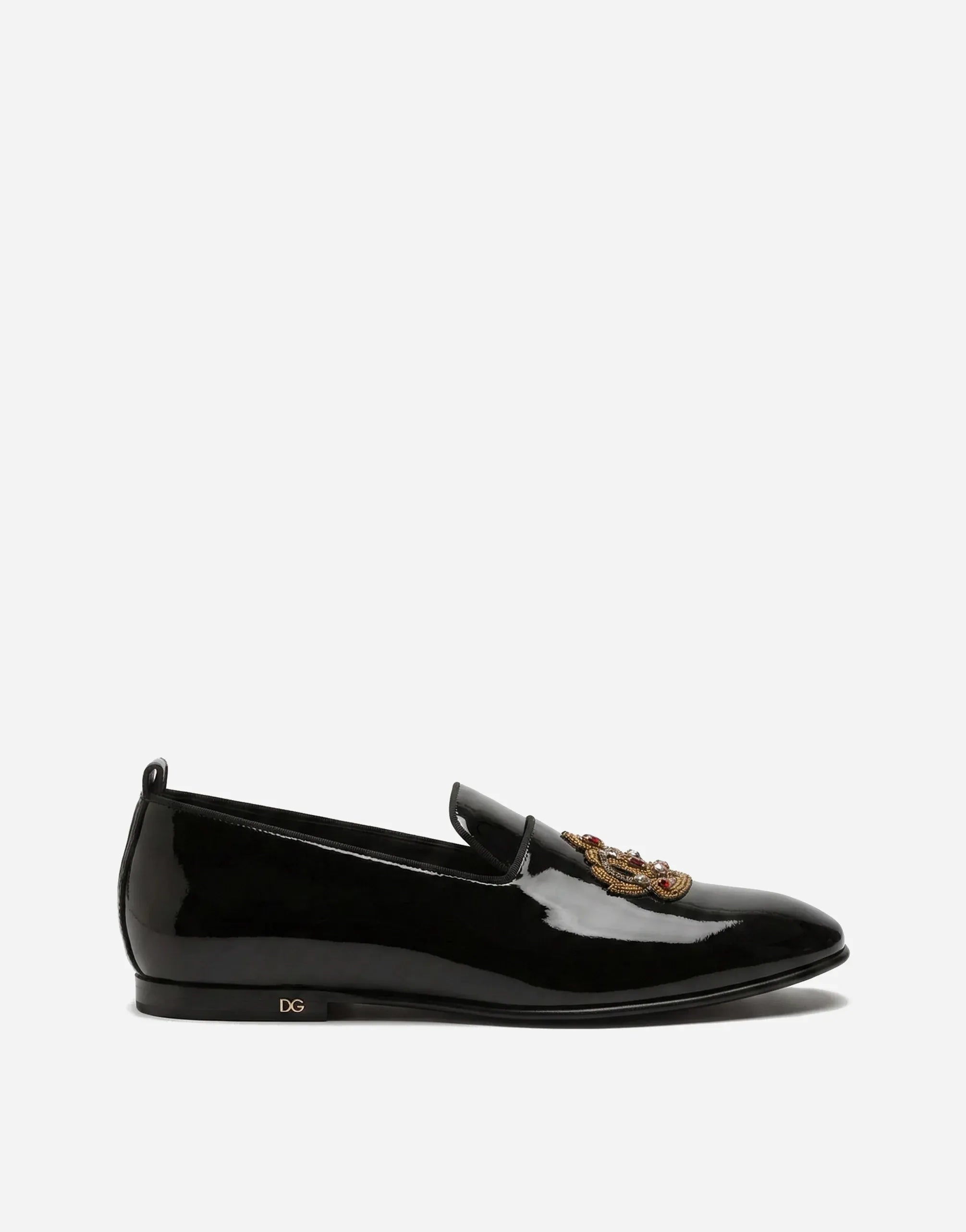 Dolce & Gabbana Leather Crown-Embellished Loafers