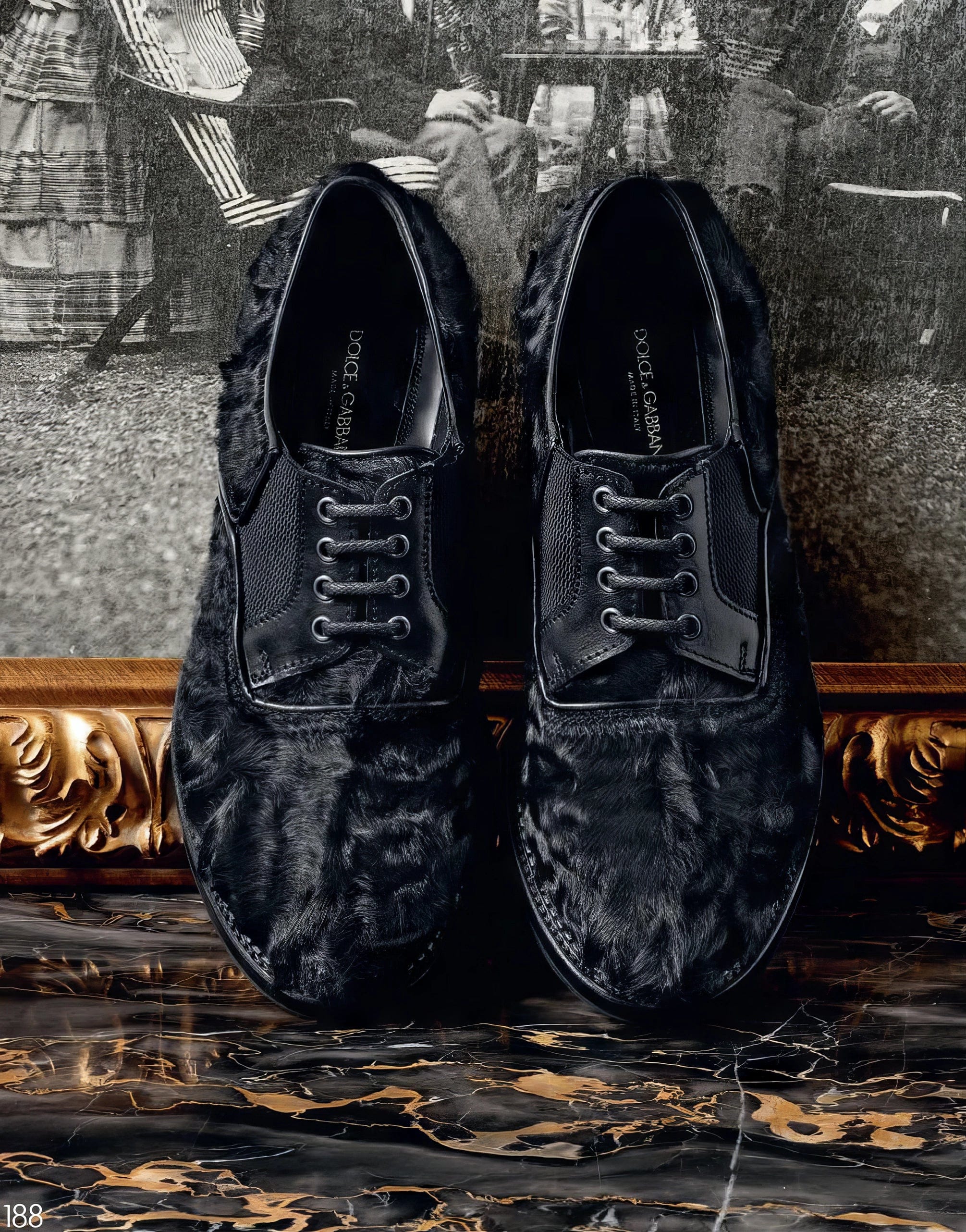 Leather Derby Shoes With Fur