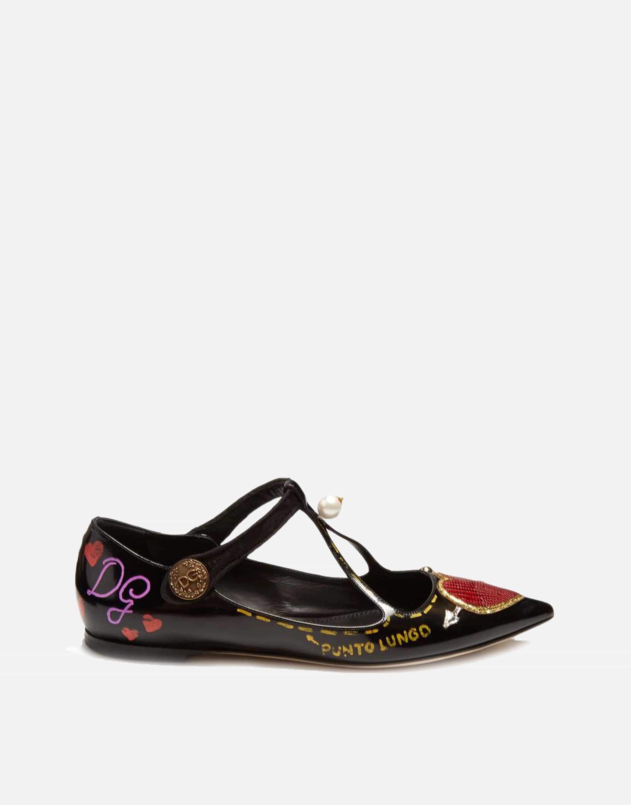 Dolce & Gabbana Leather Heart Embellished Flats