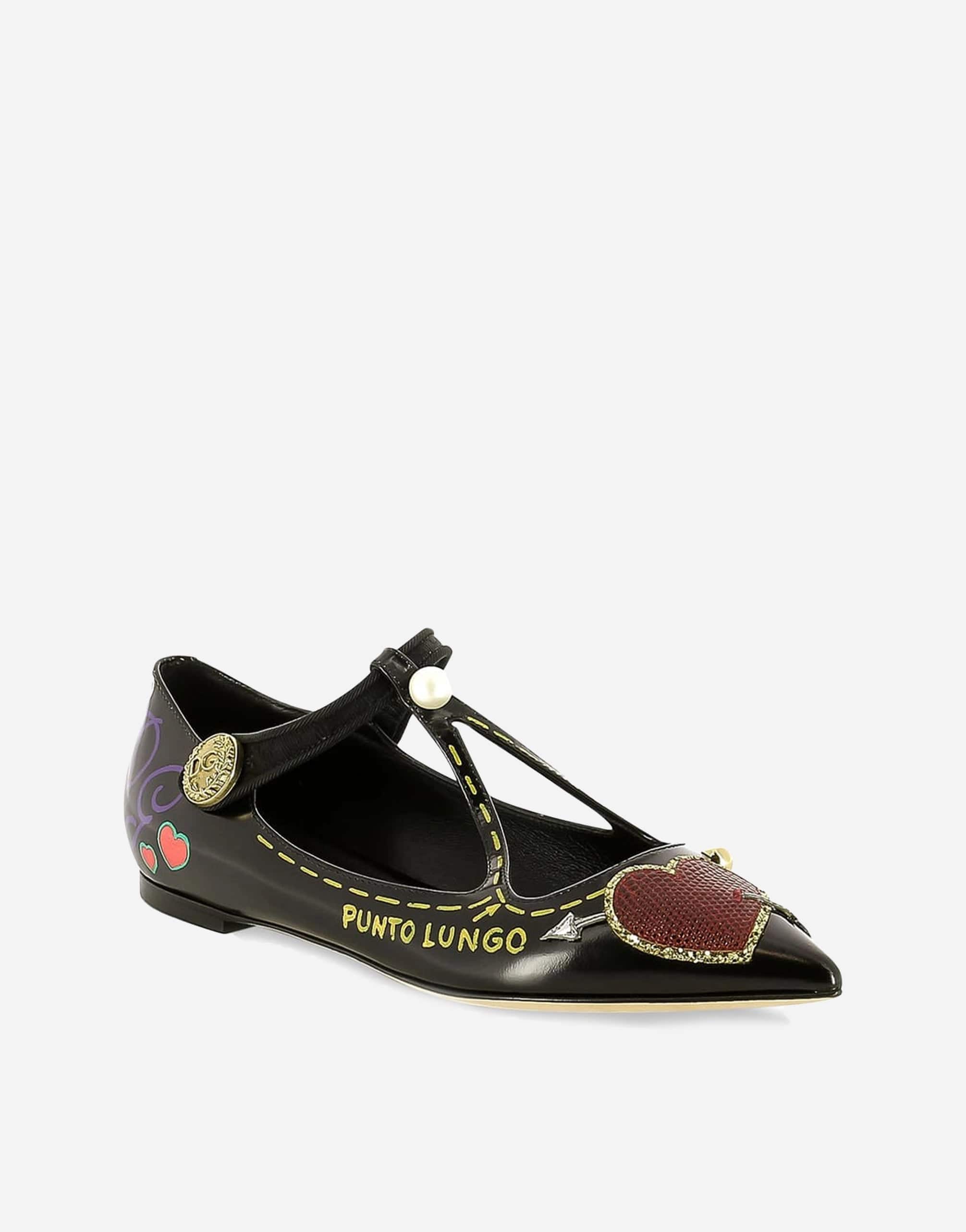 Dolce & Gabbana Leather Heart Embellished Flats