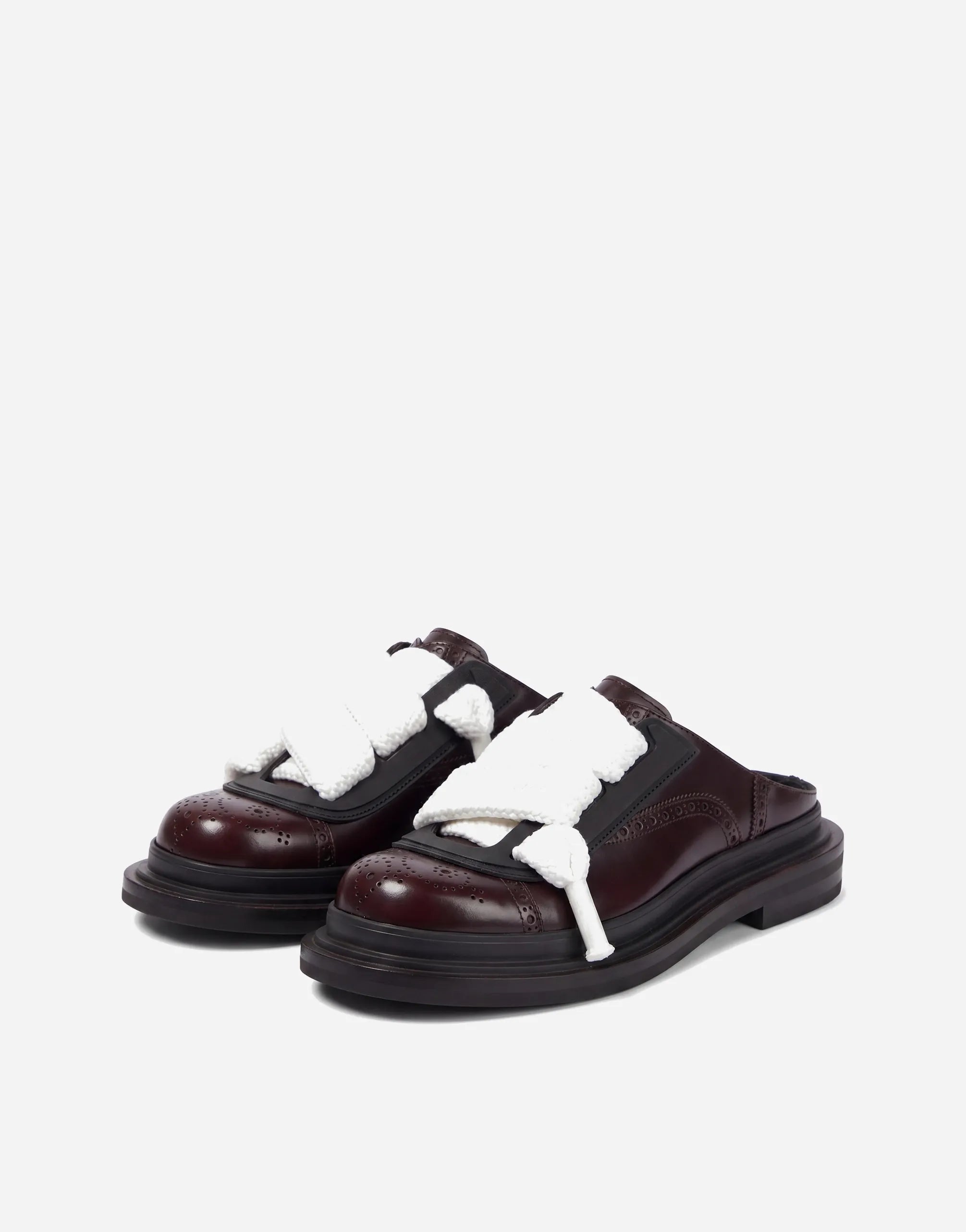 Dolce & Gabbana Leather Lace-Up Mule Loafers