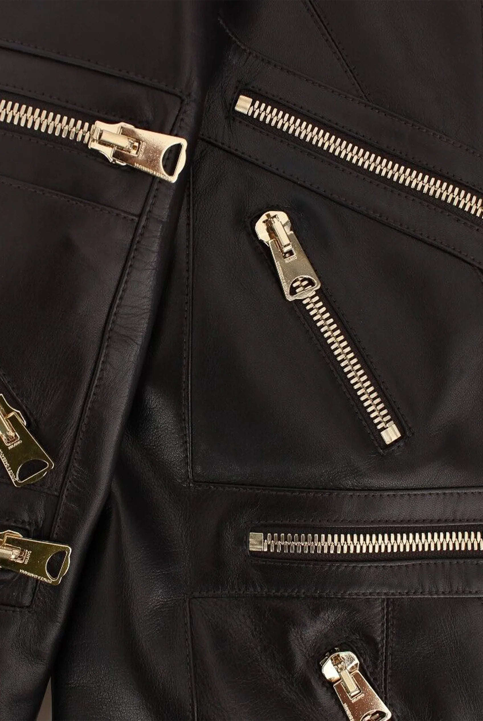 Dolce & Gabbana Leather Multi-Zip Biker Jacket | Sendegaro AR