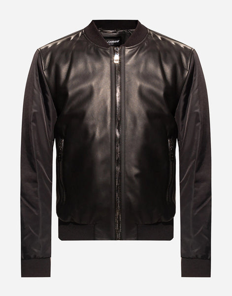Dolce & Gabbana Leather-Nylon Blend Bomber Jacket | Sendegaro