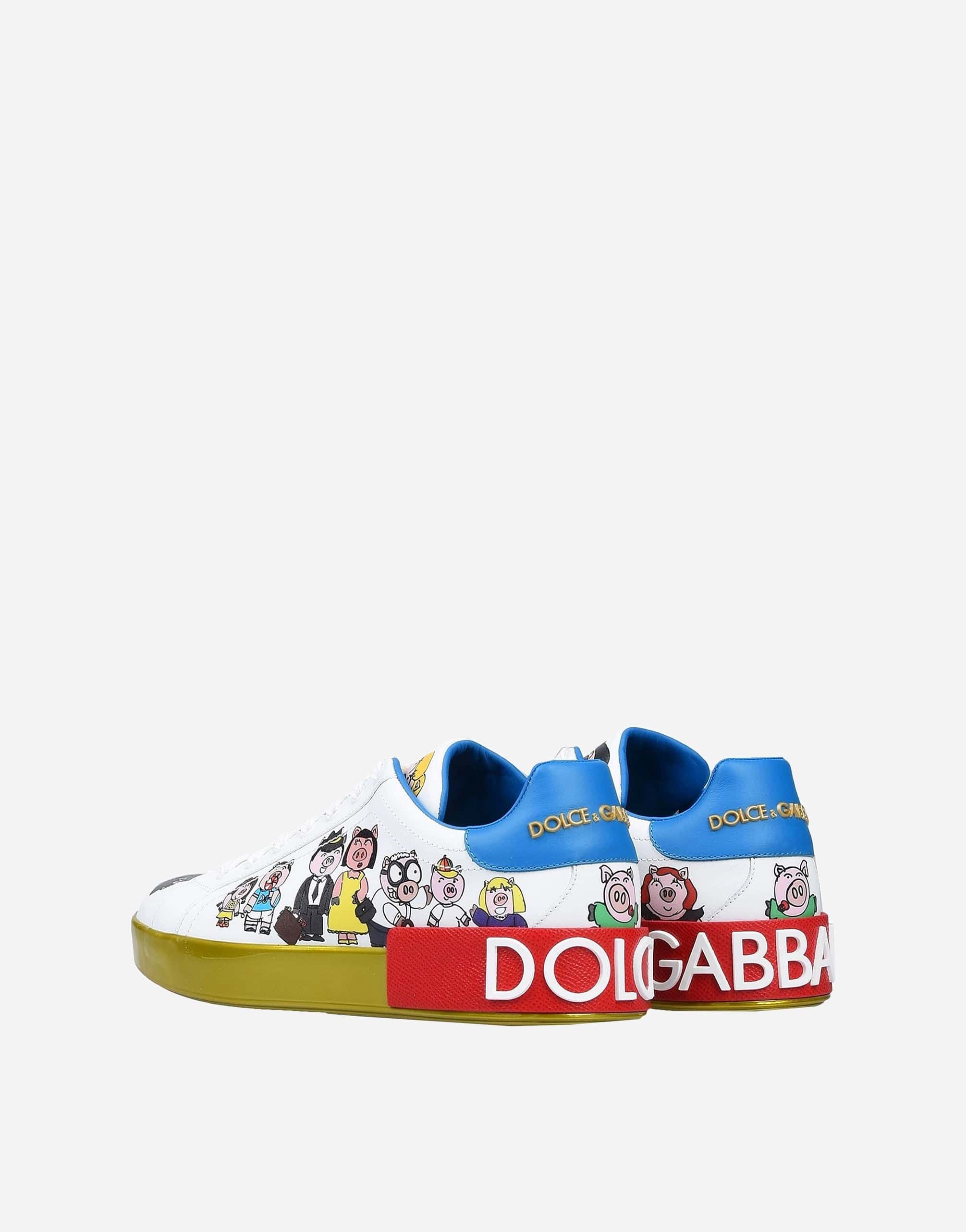 Dolce & Gabbana Leather Pig Family Sneakers