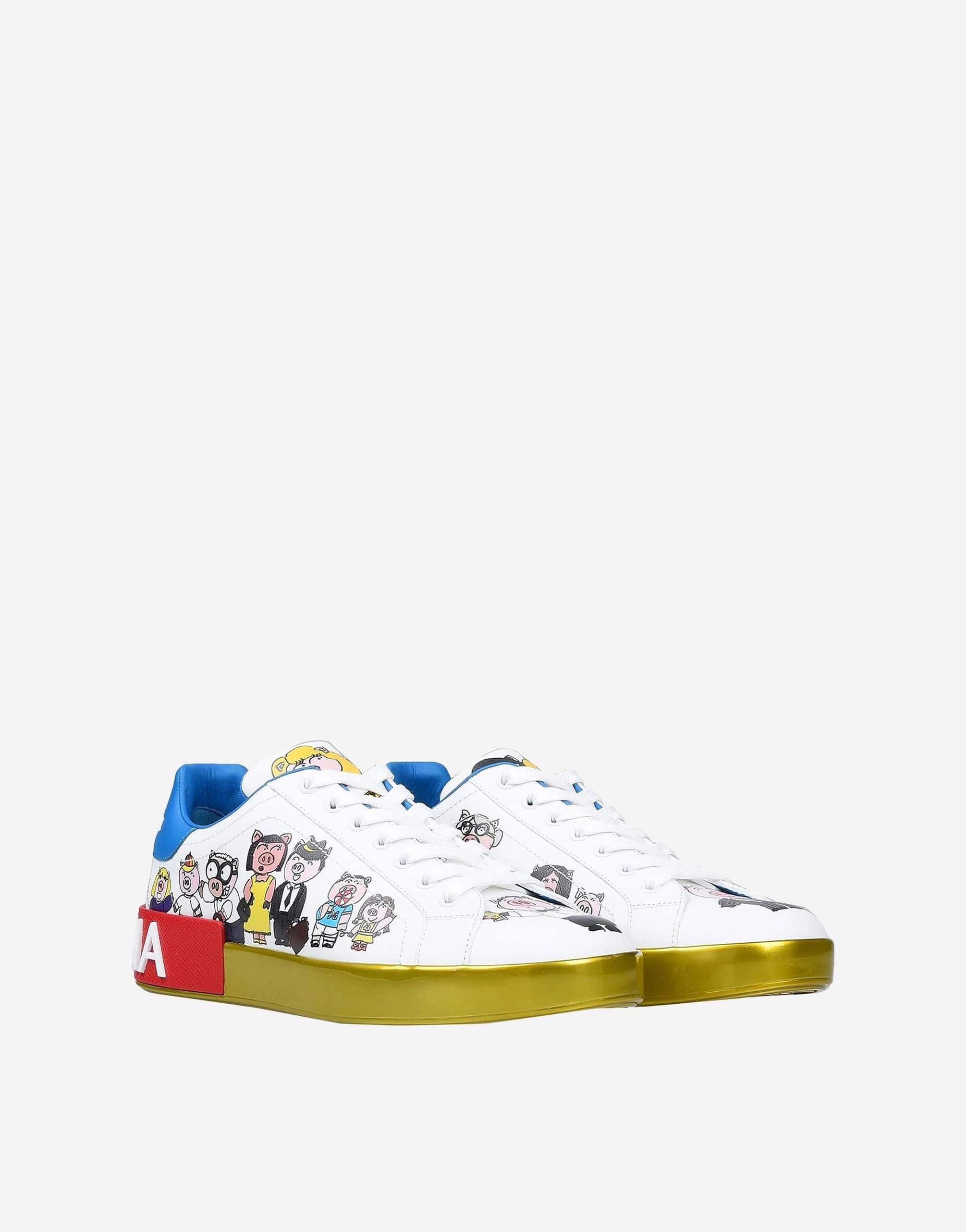Dolce & Gabbana Leather Pig Family Sneakers