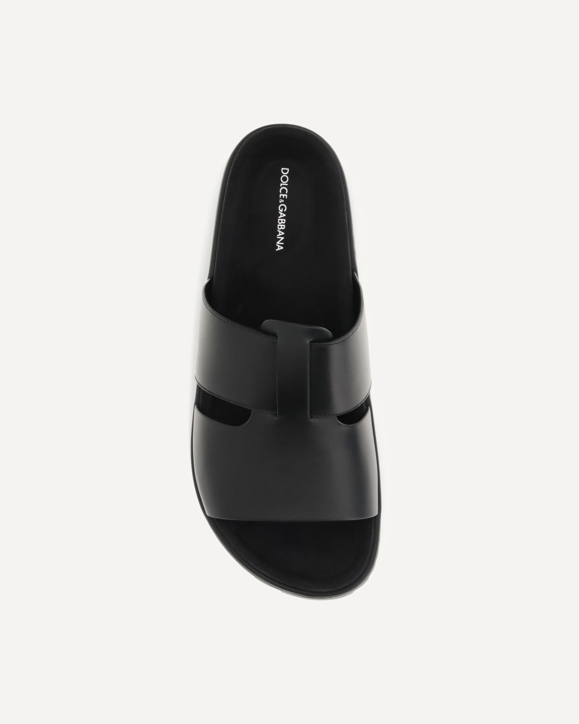 Dolce & Gabbana ロゴインソール付きレザーサンダル | Sendegaro JP