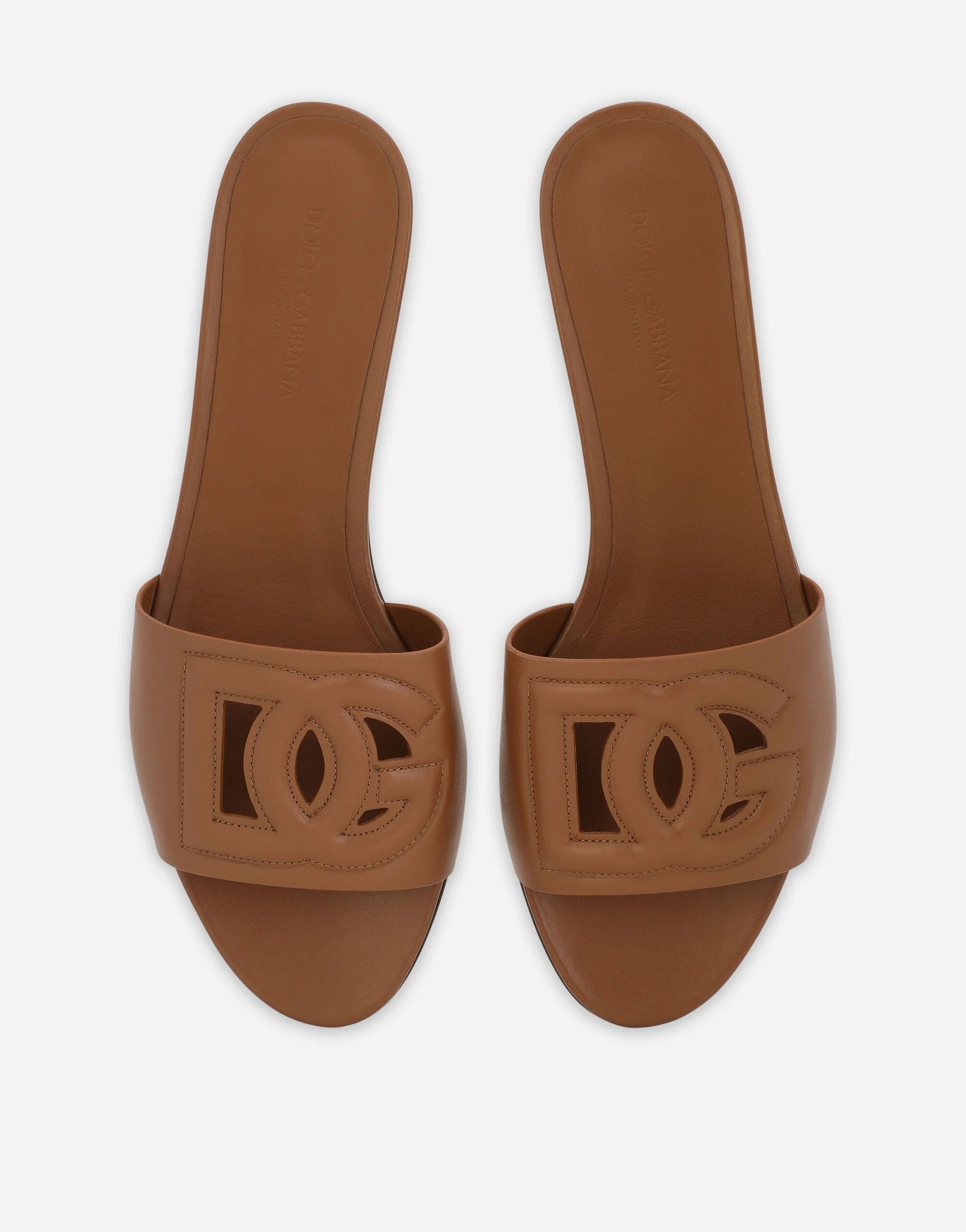 Dolce & Gabbana Leather Sliders With DG Logo