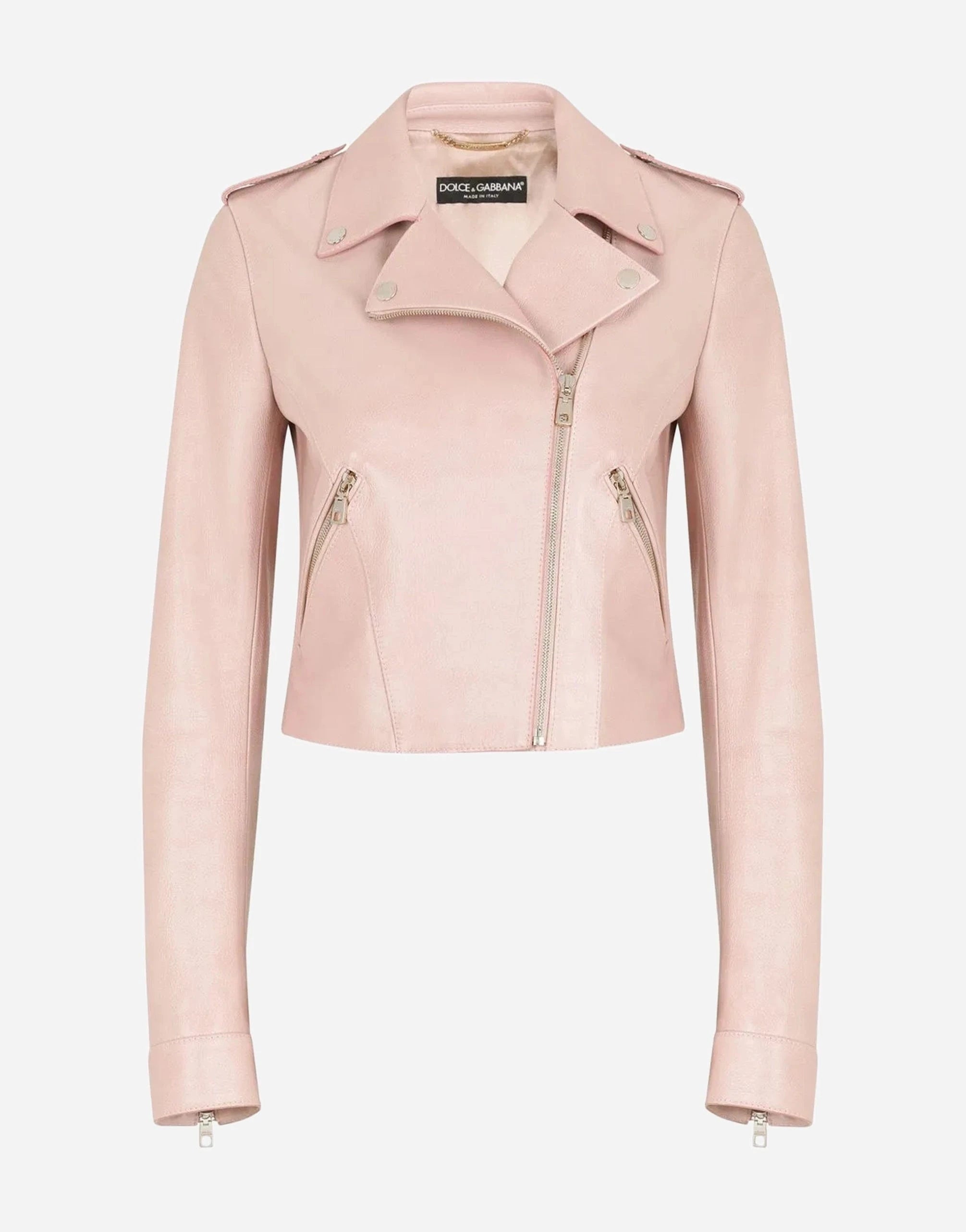 Dolce & Gabbana Leather Zip-Up Biker Jacket
