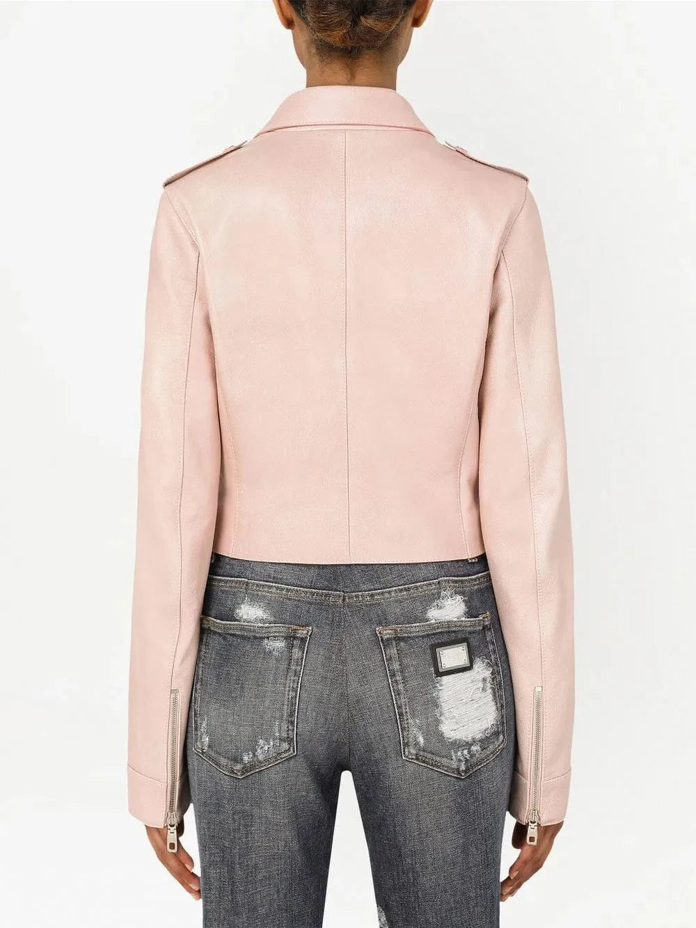 Dolce & Gabbana Leather Zip-Up Biker Jacket