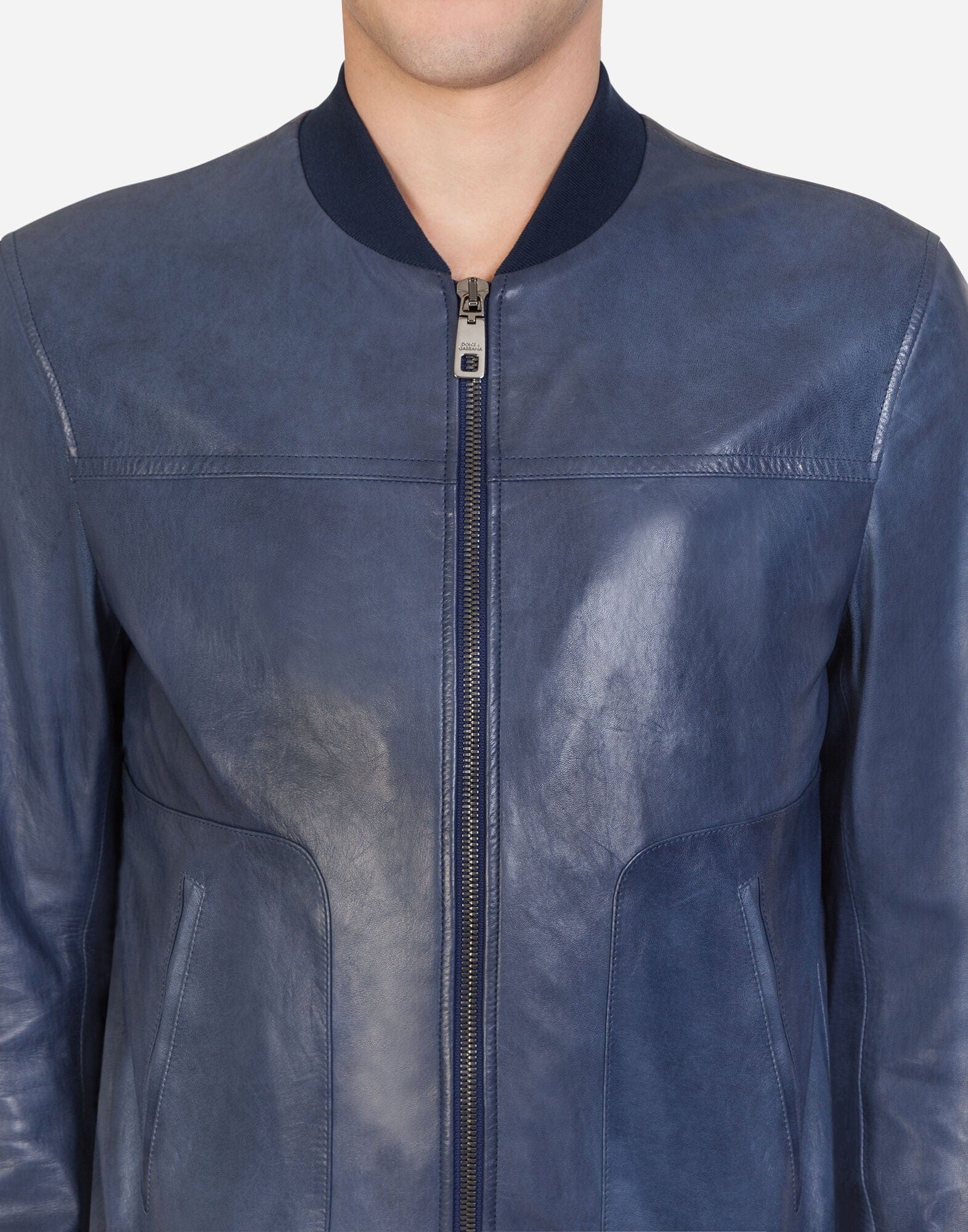 Dolce & Gabbana Leather Zip-Up Jacket