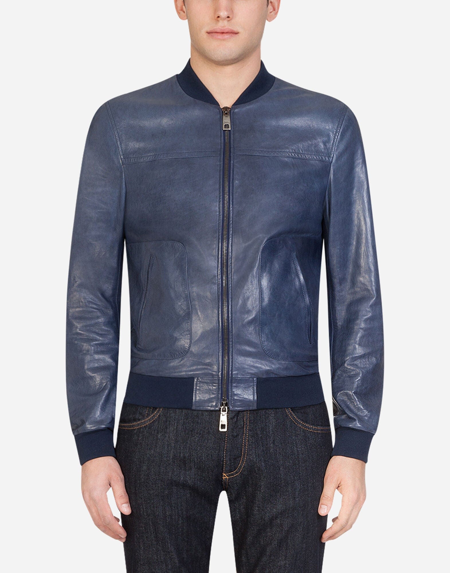 Dolce & Gabbana Leather Zip-Up Jacket