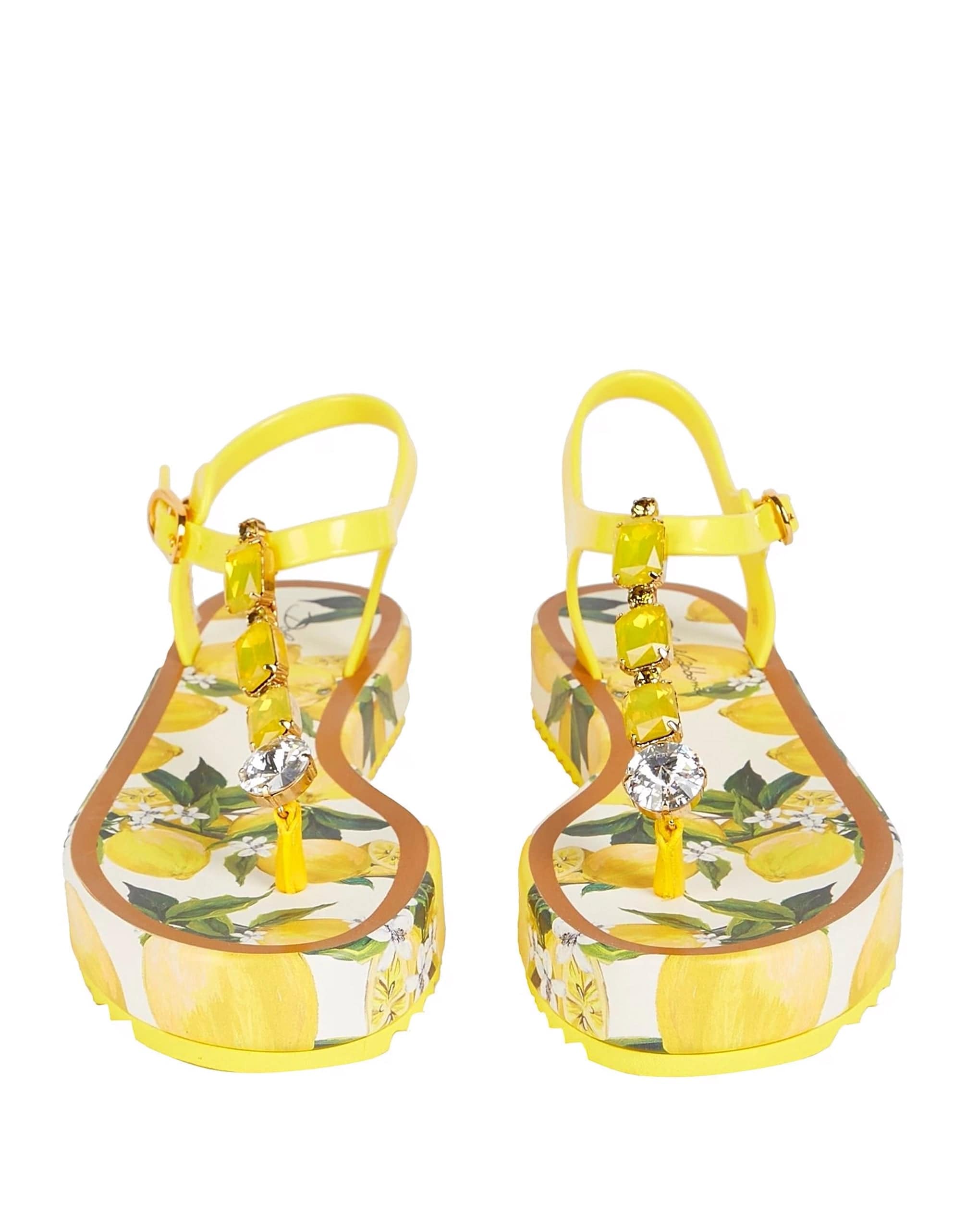 Dolce & Gabbana Lemon-Print Embellished Sandals