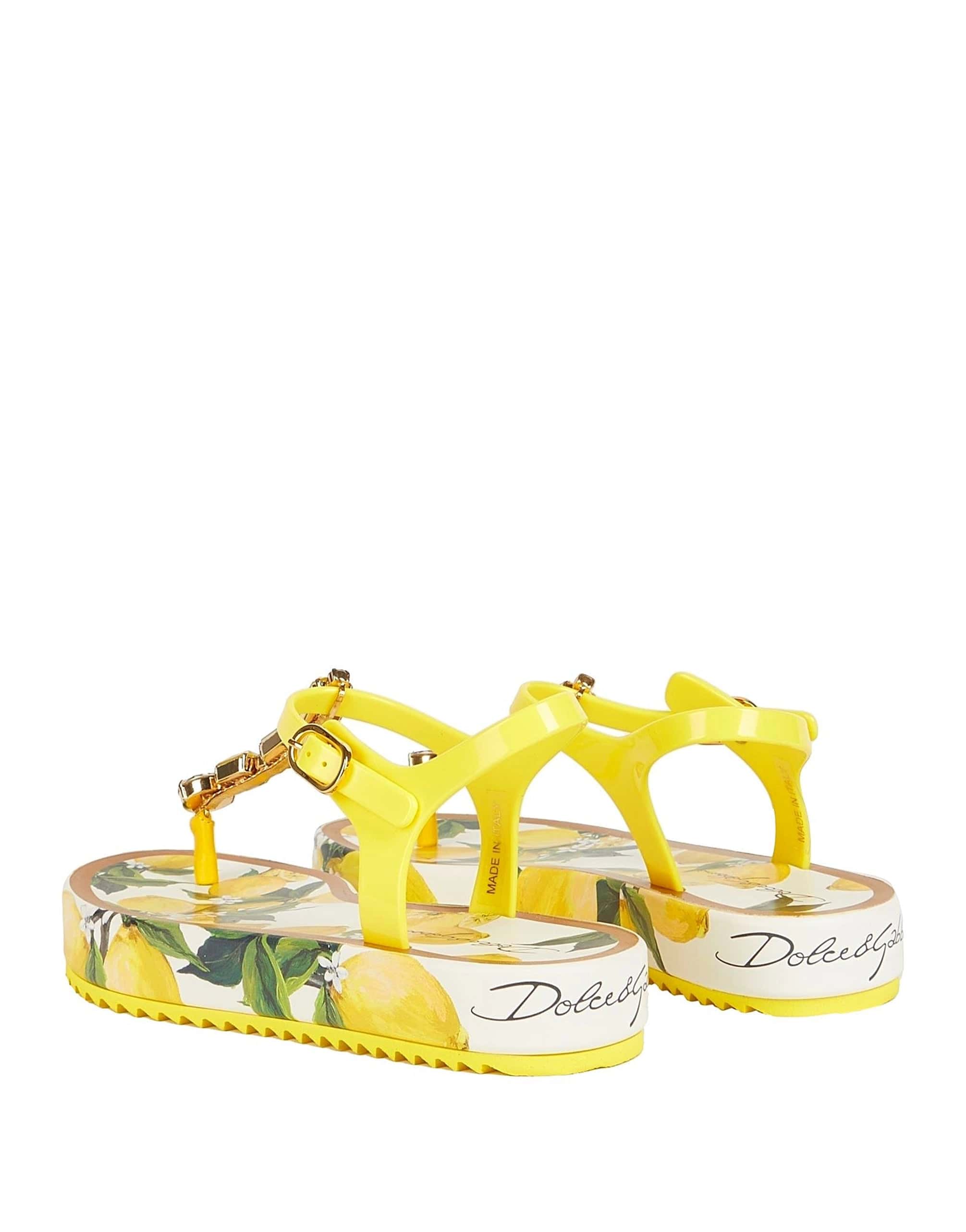 Dolce & Gabbana Lemon-Print Embellished Sandals