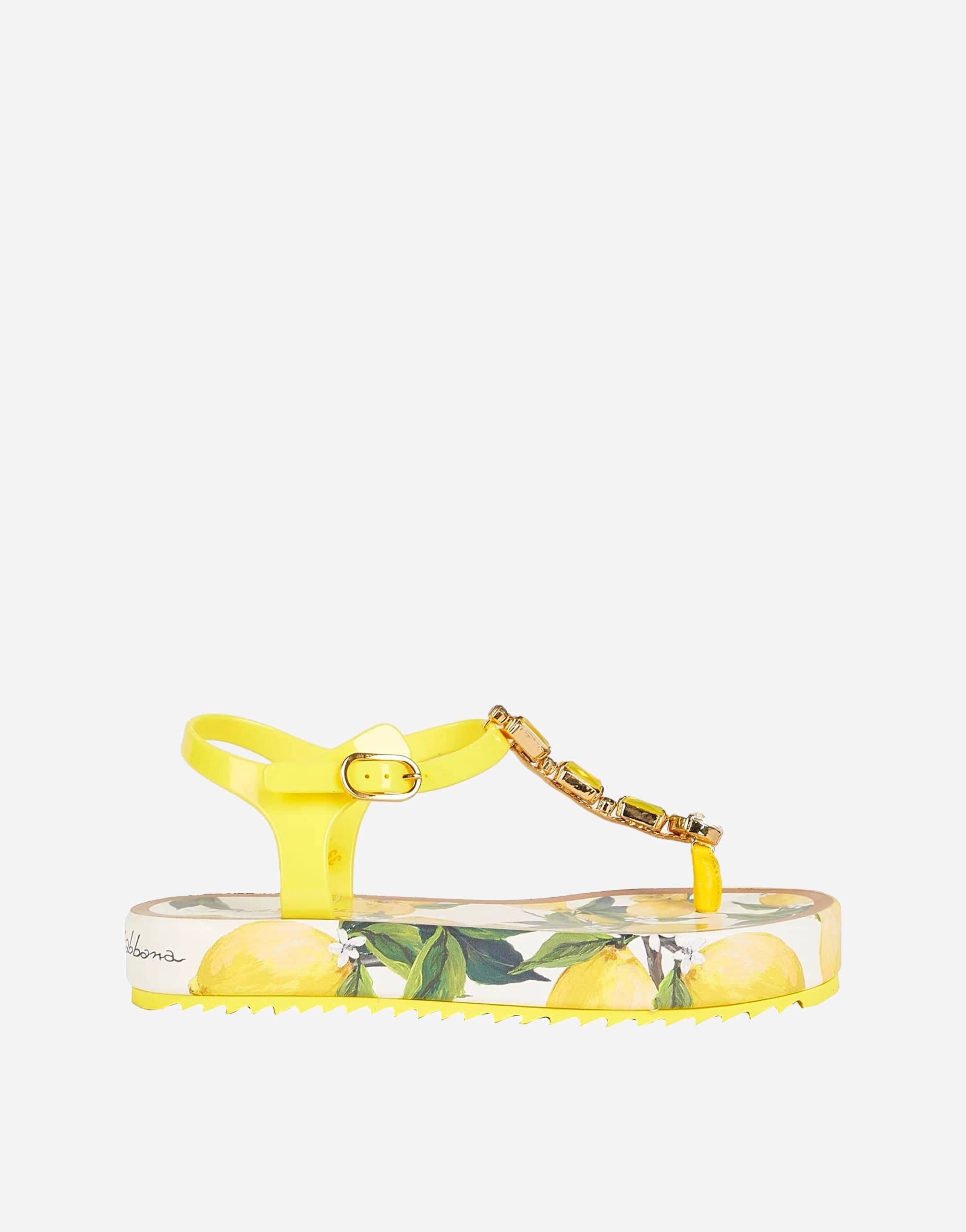 Dolce & Gabbana Lemon-Print Embellished Sandals