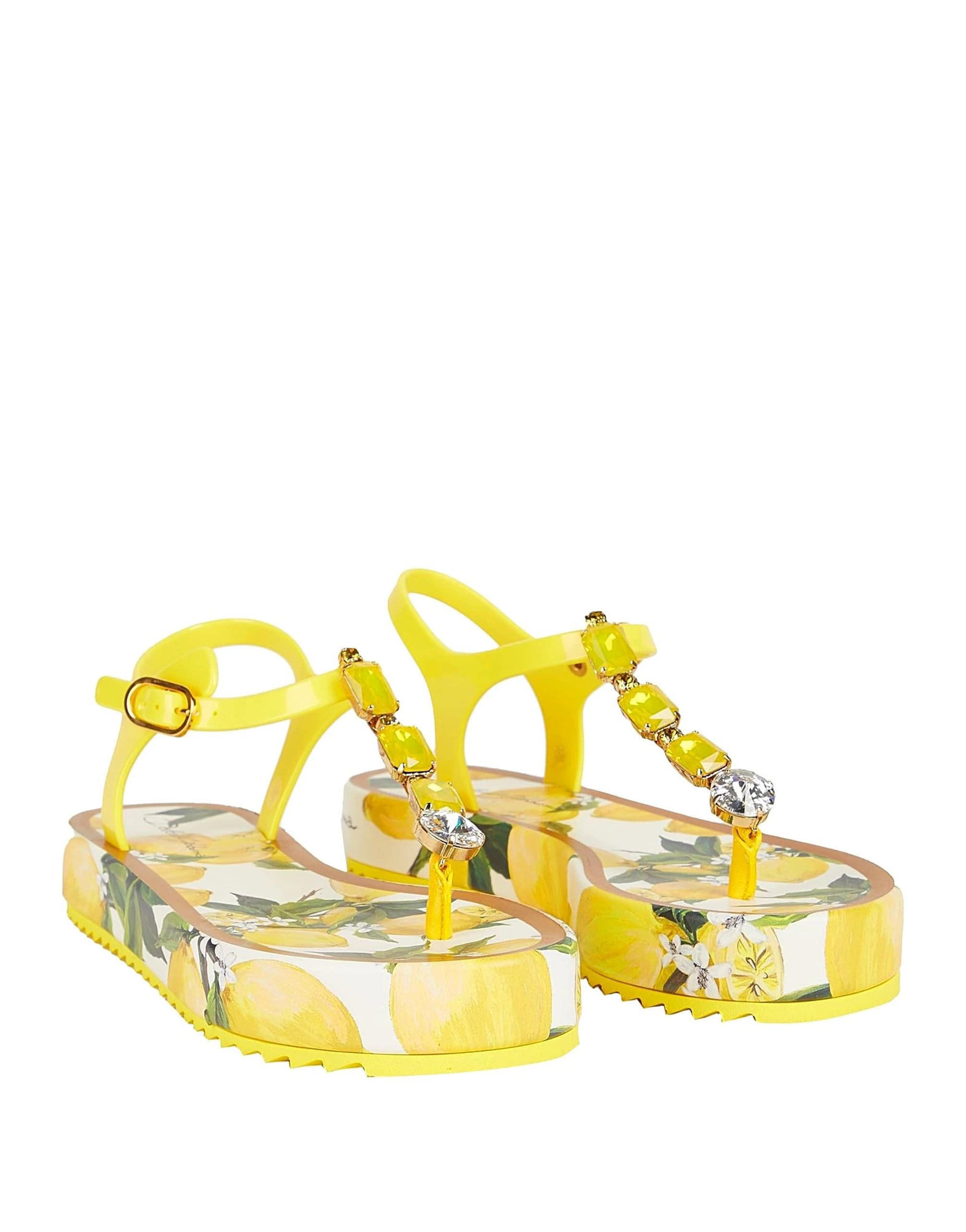 Dolce & Gabbana Lemon-Print Embellished Sandals