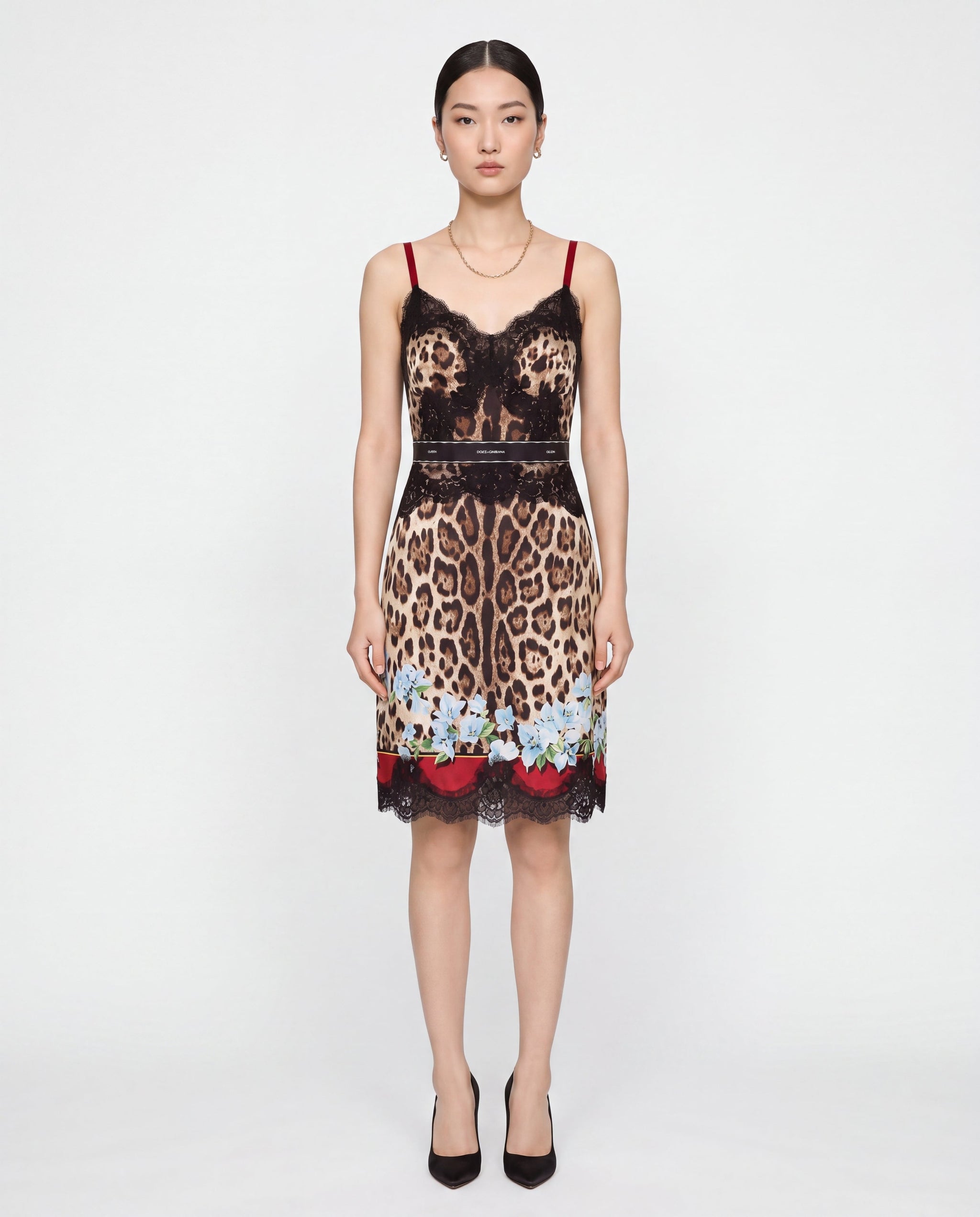 leopard lace slip dress Leopard Maxi Slip Dress W/lace Trim